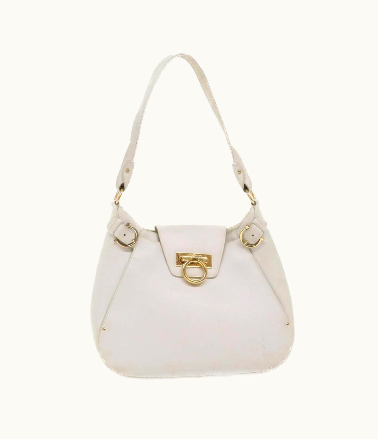 Salvatore Ferragamo Salvatore Ferragamo Gancini Shoulder Bag Leather White Au-21/4407