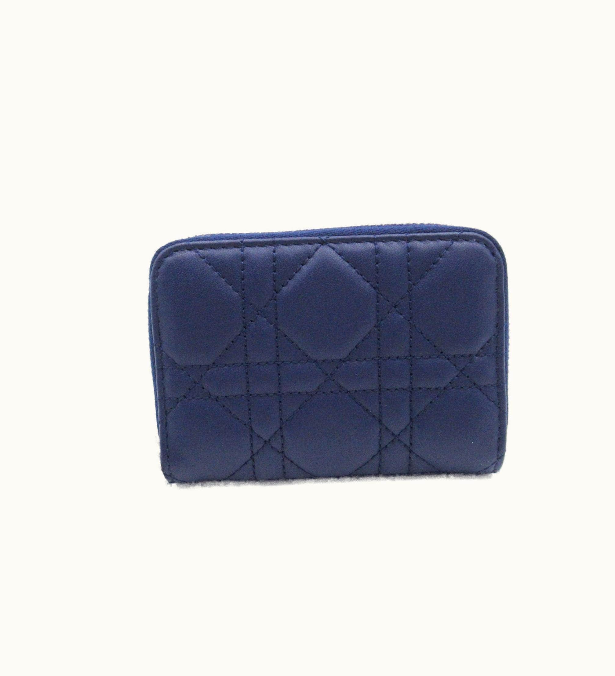 Dior Dior Lady Dior Medium Wallet Navy Lambskin [Sheep Leather] S0985Onmj14Z