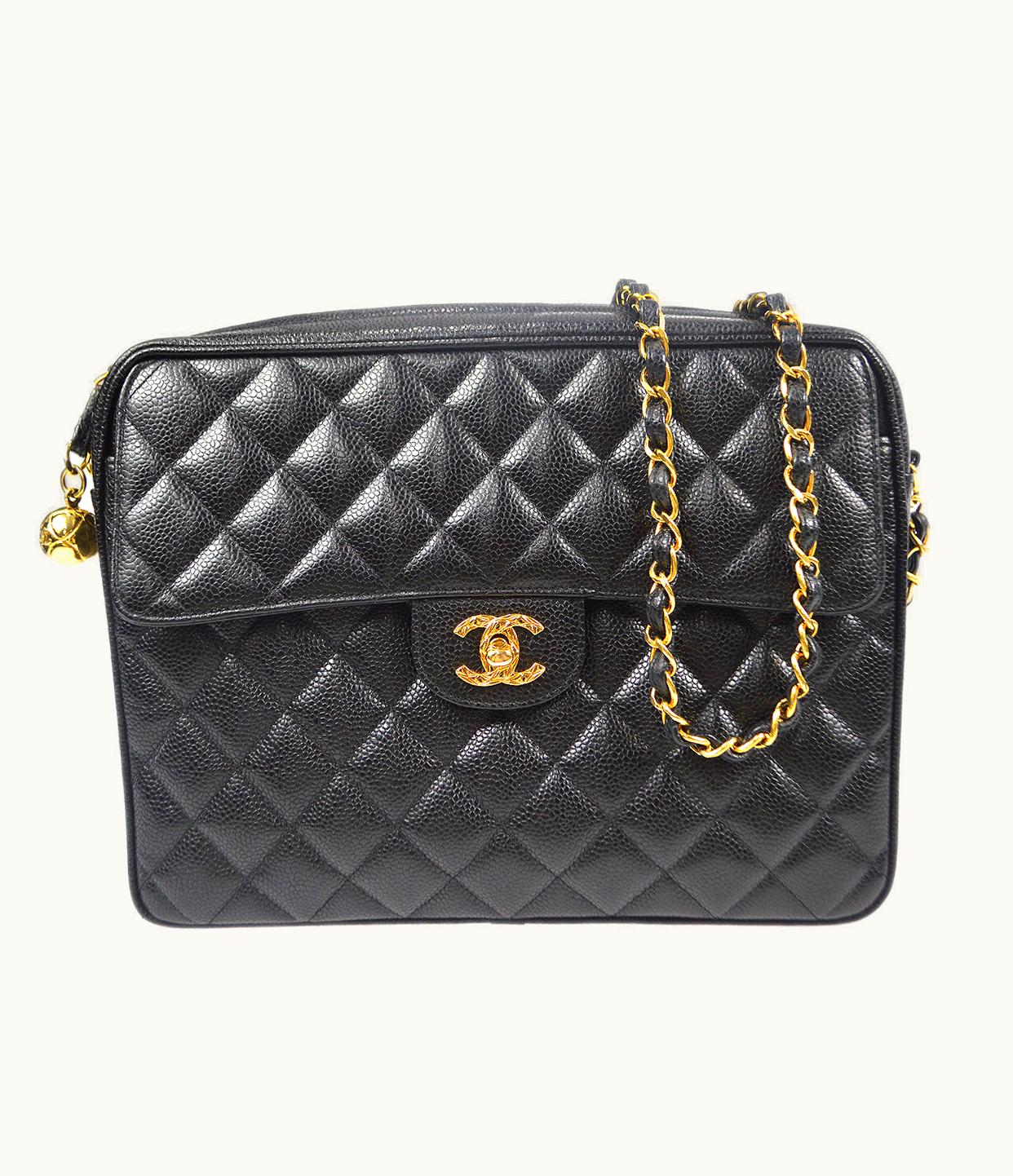 Chanel Chanel 1991-1994 Pocket Camera Bag Large Black Caviar 87797