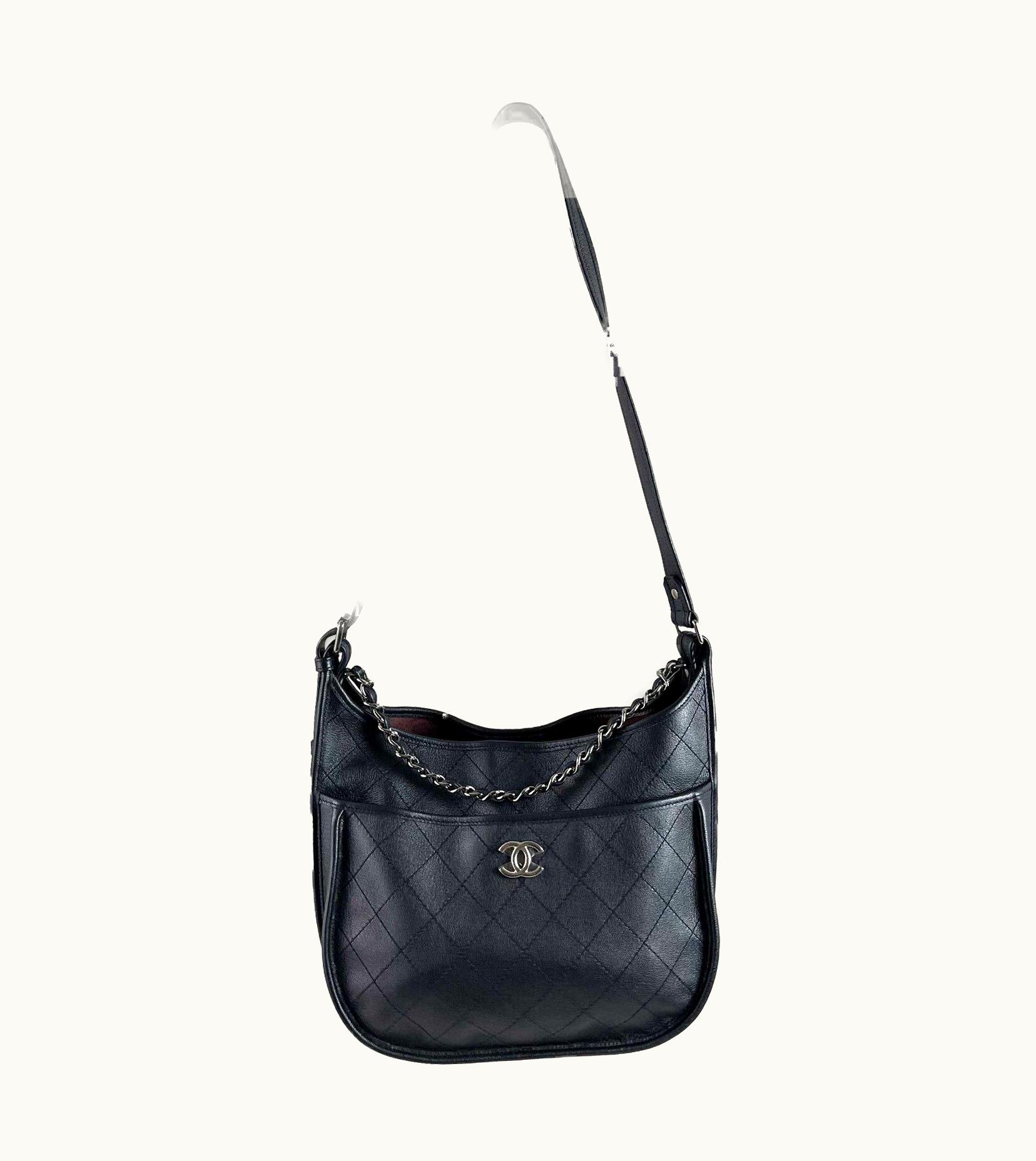 Chanel Chanel New Jungle Stroll Hobo Quilted Calfskin Medium Blue Crossbody Handbag