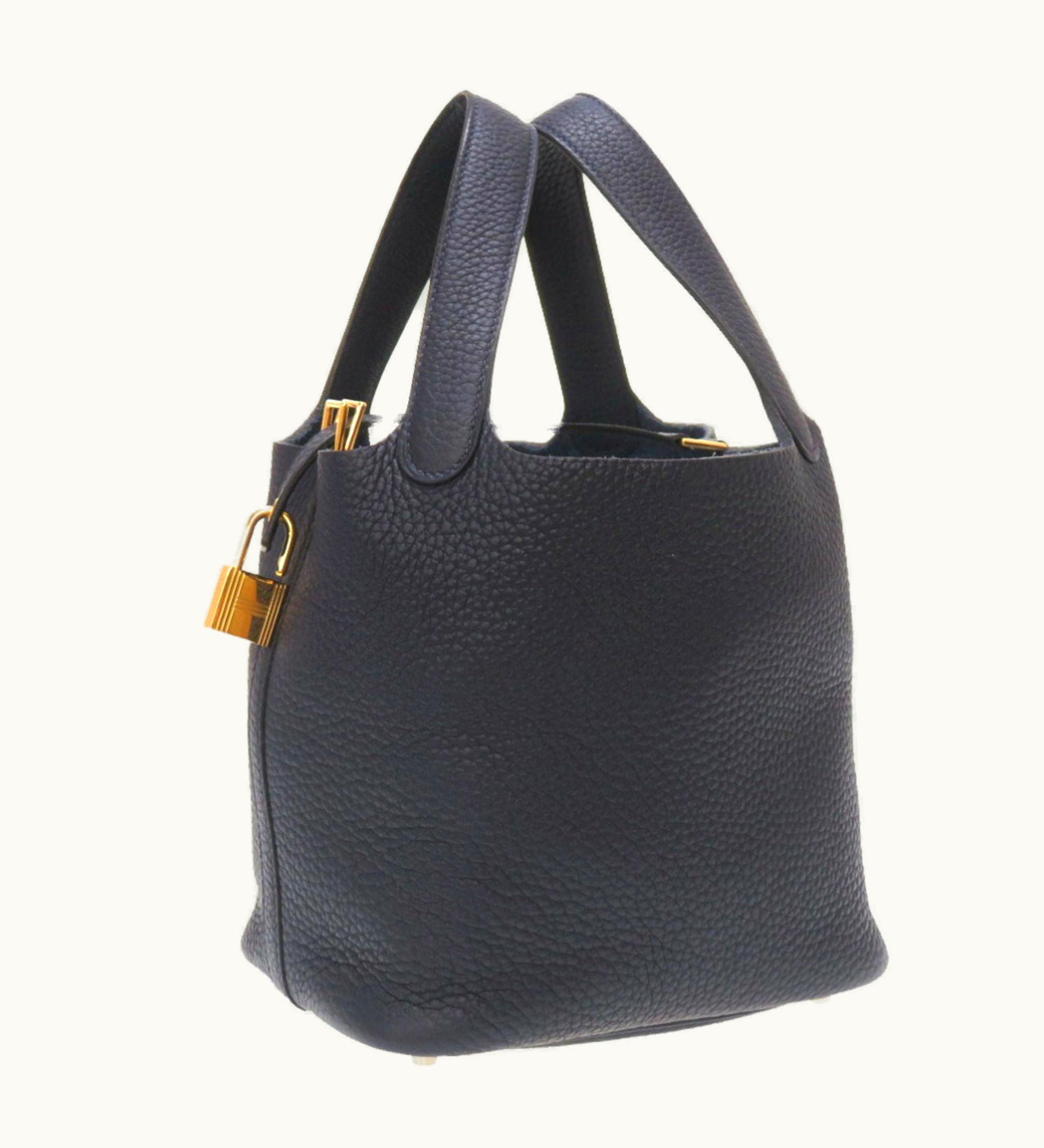 Hermès Hermès Picotin Rock PM Taurillon Clemence Bleu Nuit D Engraved Handbag Navy
