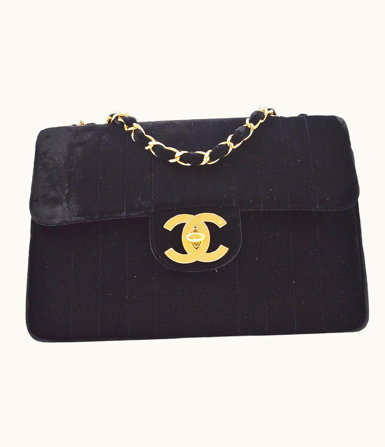 Chanel Chanel 1994-1996 Black Velvet Vertical Classic Flap Jumbo Ao28029