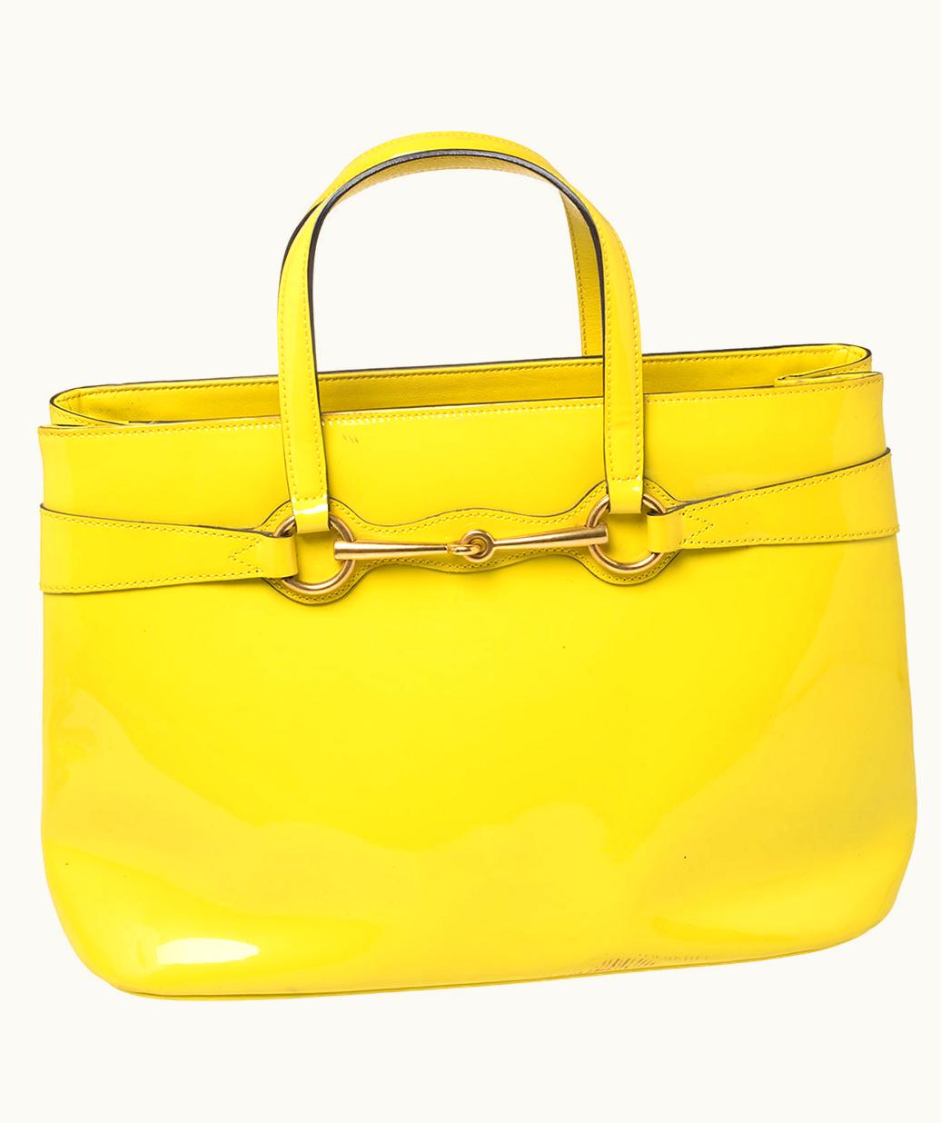Gucci Gucci Bright Bit Tote Medium Patent Leather Yellow