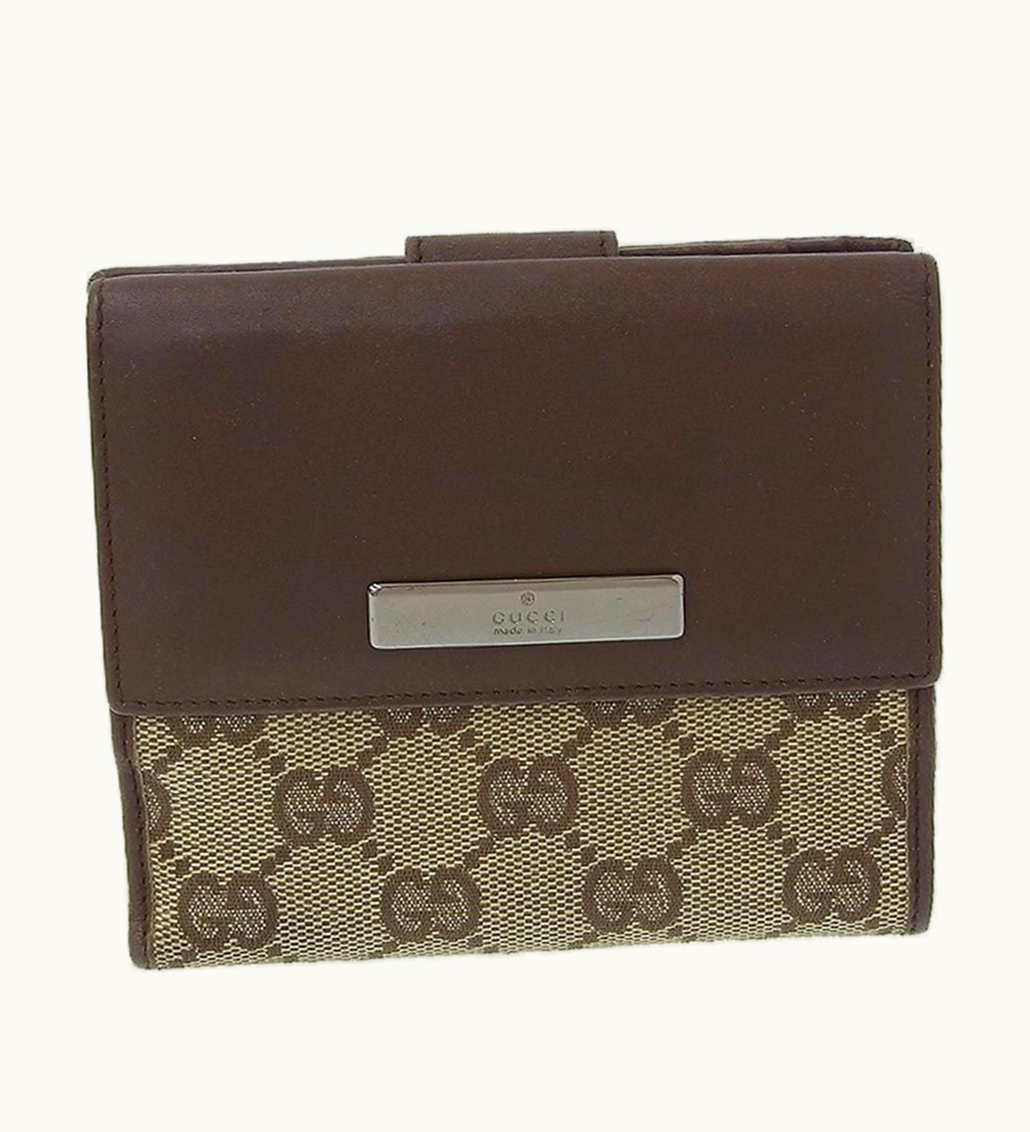Gucci Gucci GG Canvas W Hook Double Folding Wallet Brown 05504 2184