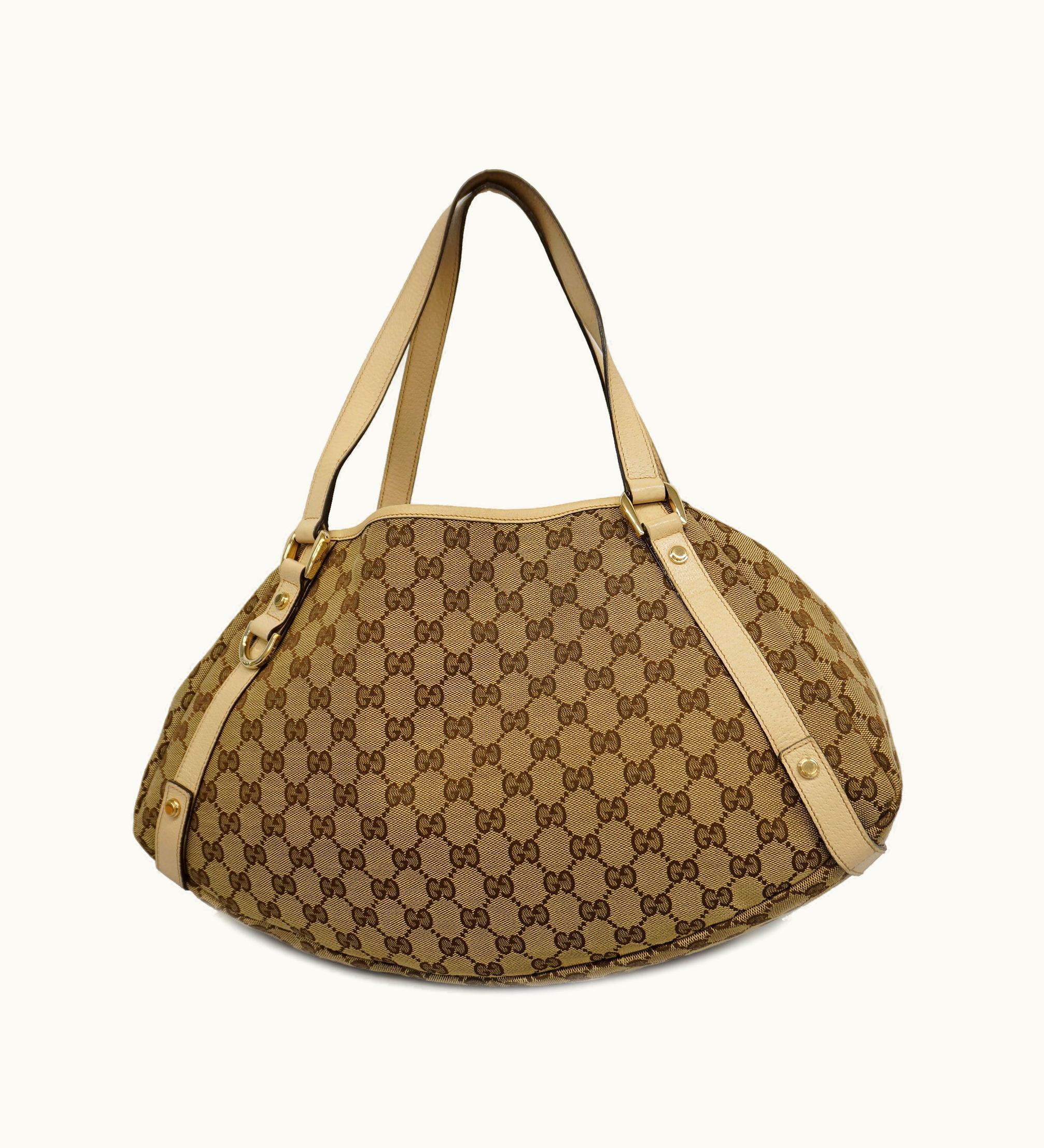 Gucci Gucci GG Canvas Abby 130736 Women's Leather Tote Bag Beige, Ivory