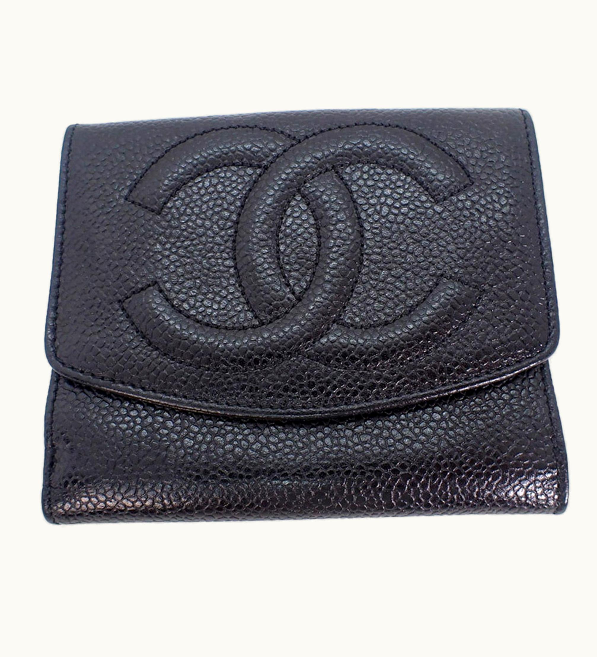Chanel Chanel Caviar Skin Black Trifold Wallet
