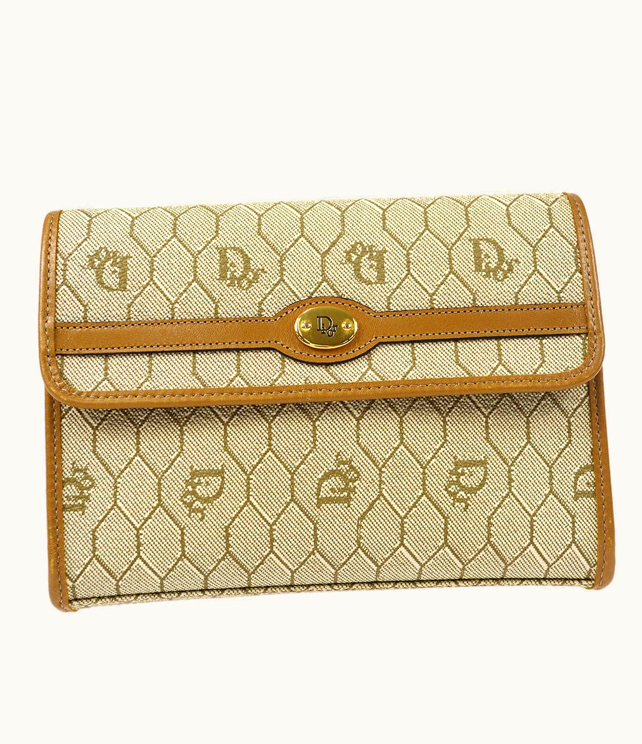 Dior Dior Christian Dior Honeycomb Clutch Bag Beige 76628