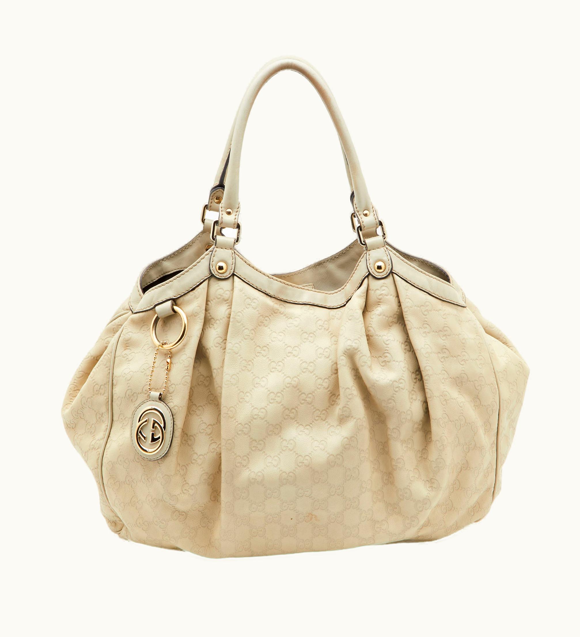 Gucci Gucci Off White Ssima Leather Large Sukey Tote