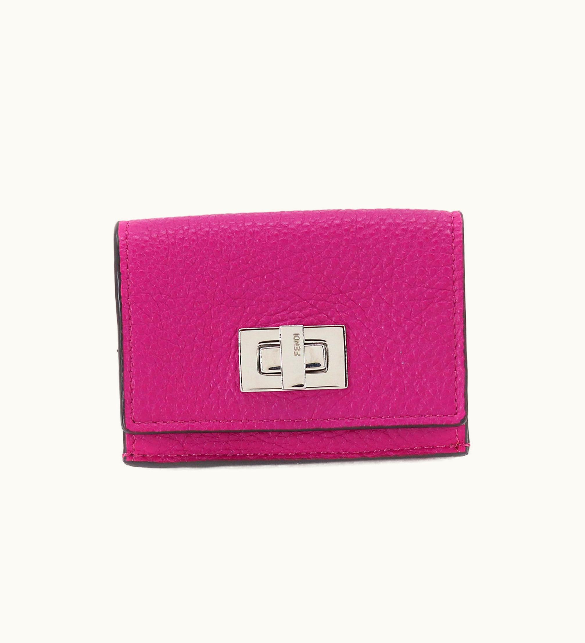 Fendi Fendi Peekaboo Trifold Wallet Leather Magenta 8M0426 Silver Metal Fittings