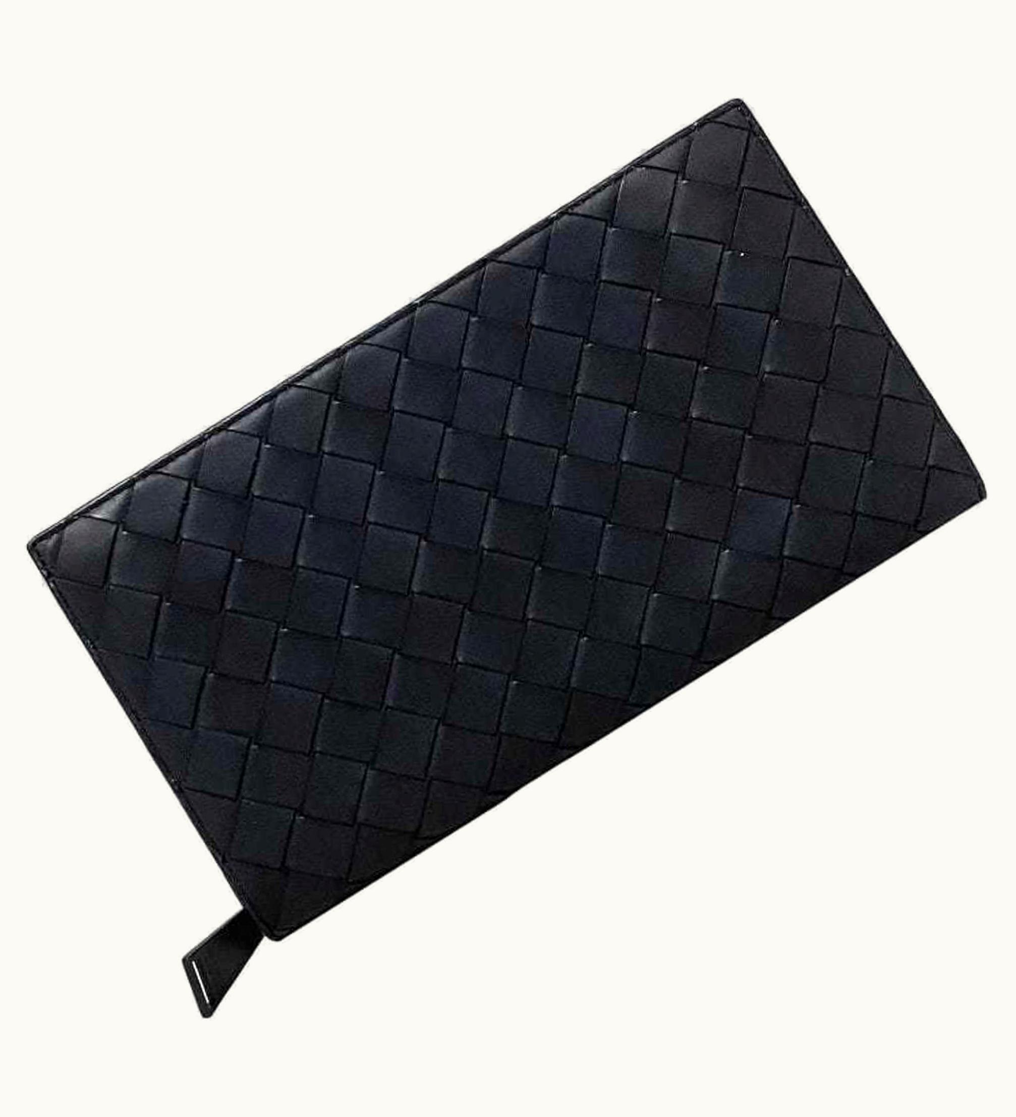 Bottega Veneta Bottega Veneta Round Long Wallet Black Matte Metal Fittings Intrecciato Leather