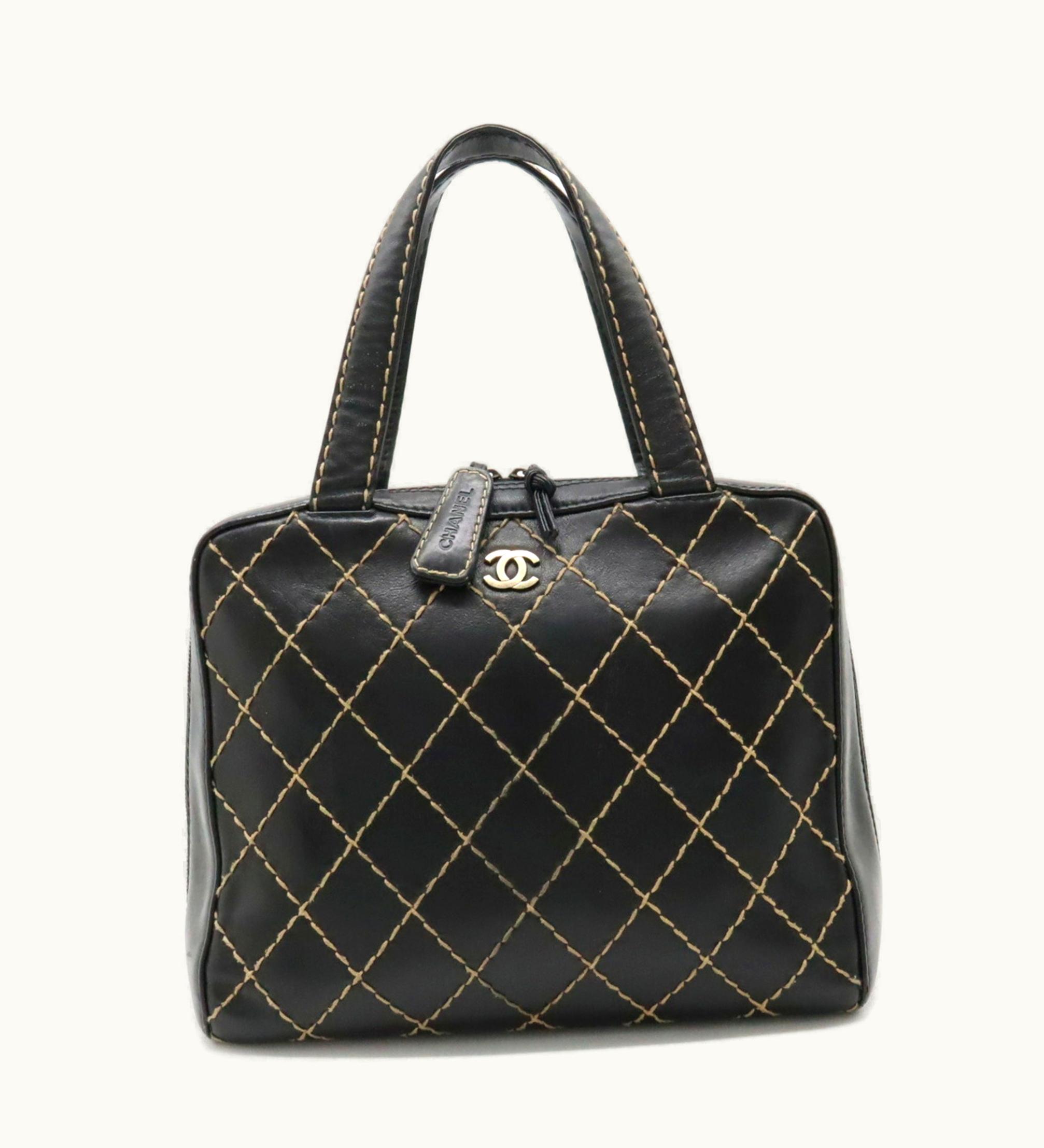 Chanel Chanel Wild Stitch Coco Mark Tote Bag Handbag Leather Black A14693