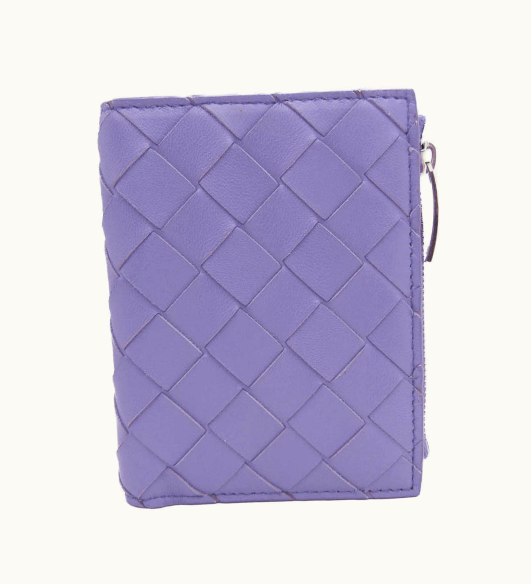Bottega Veneta Bottega Veneta Intrecciato Zipper Wallet Women's Leather Wallet [Bi-Fold] Light Purple