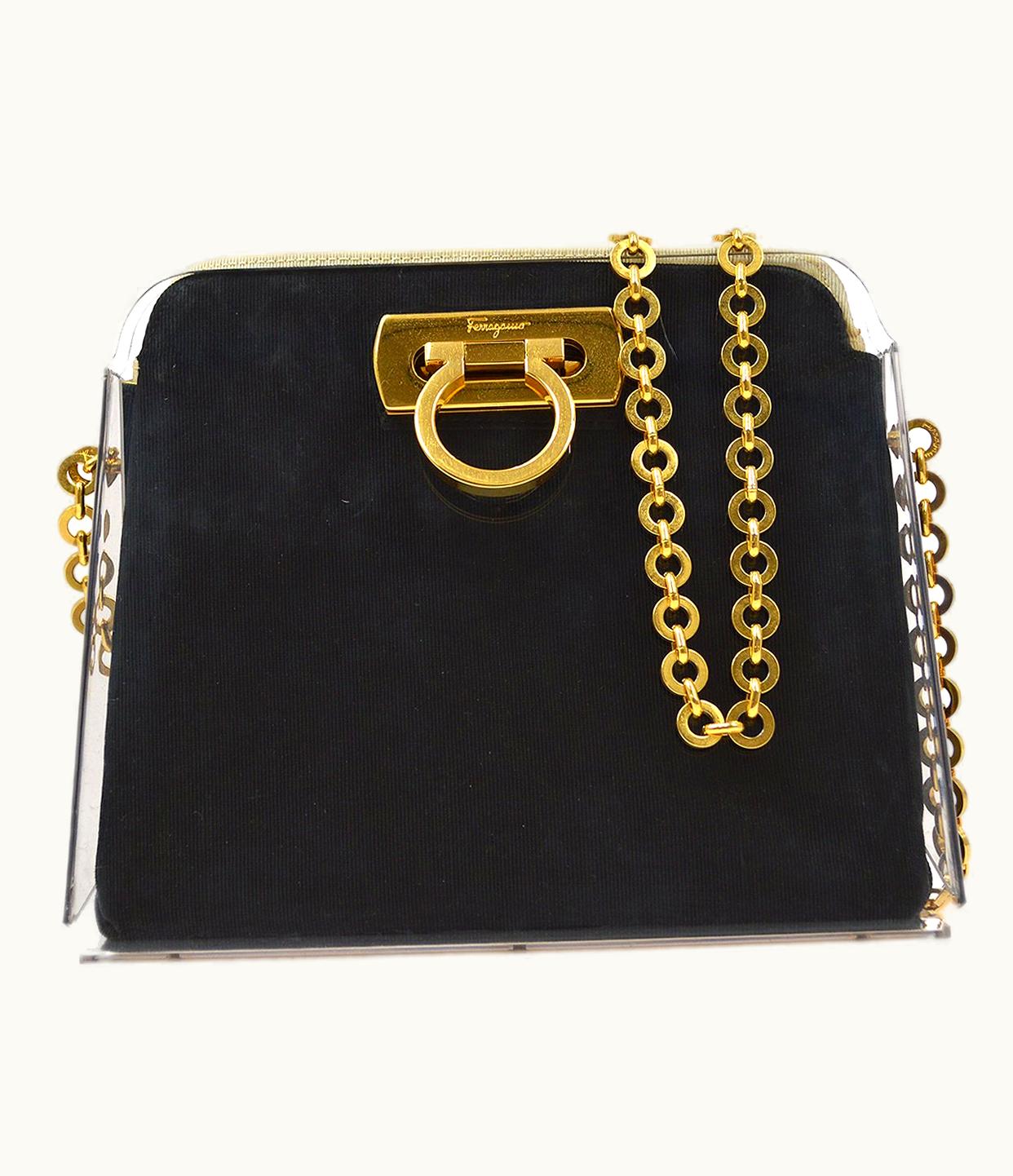 Salvatore Ferragamo Salvatore Ferragamo Gancini Chain Shoulder Bag Black Jt07212C