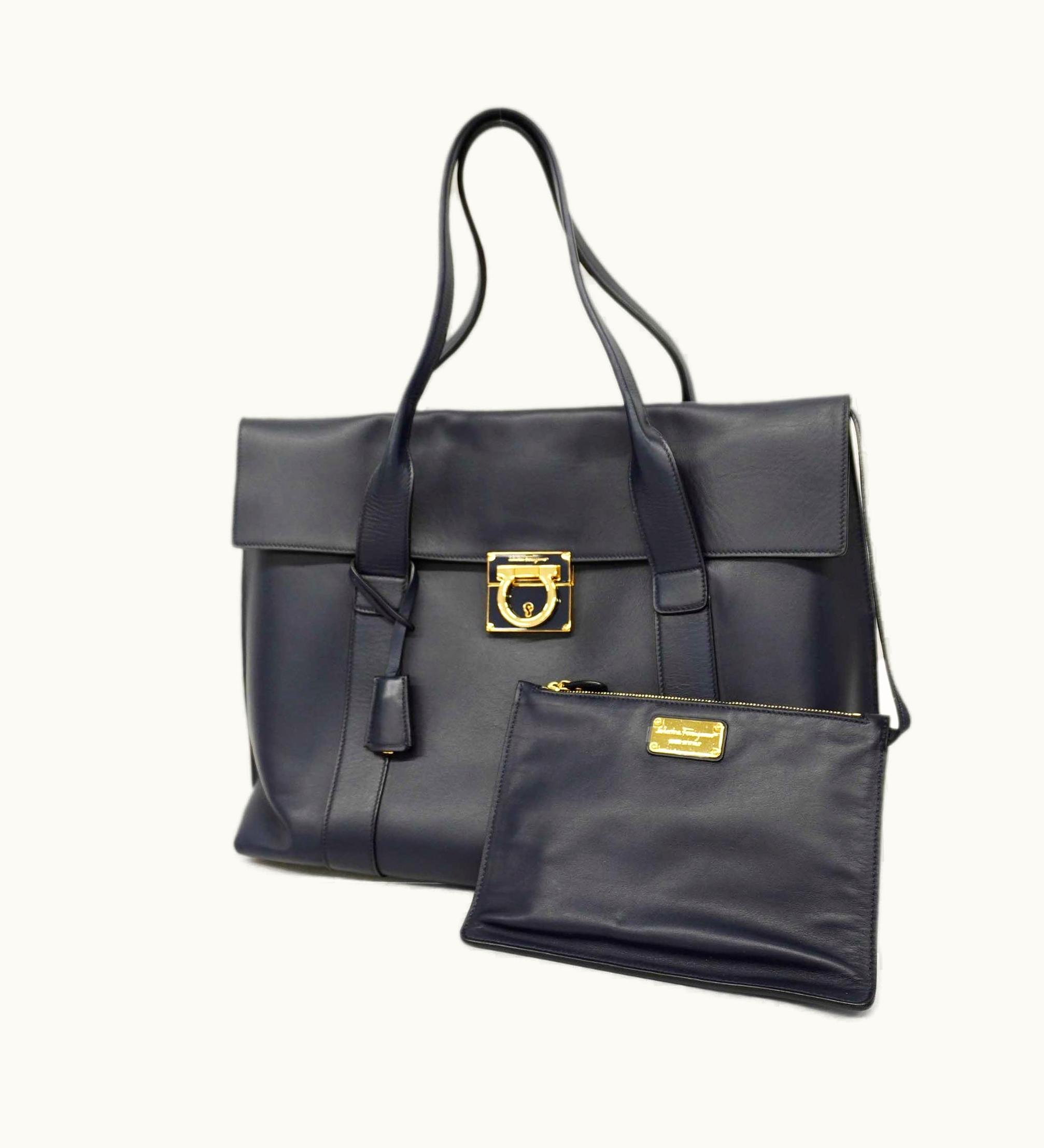 Salvatore Ferragamo Salvatore Ferragamo Gancini Handbag Luxe Edition Navy