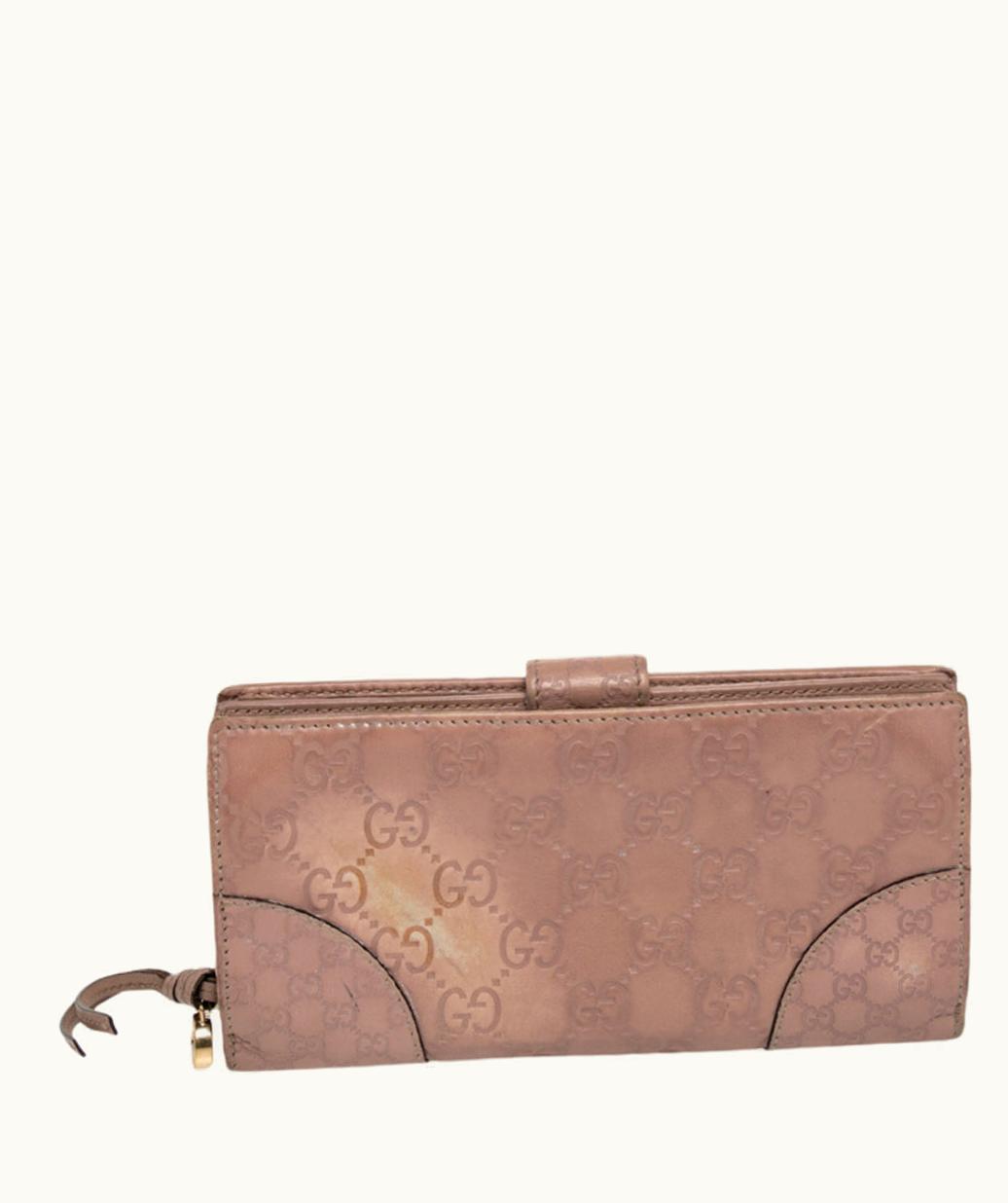Gucci Gucci Beige Guccissima Leather Bree Bifold Wallet
