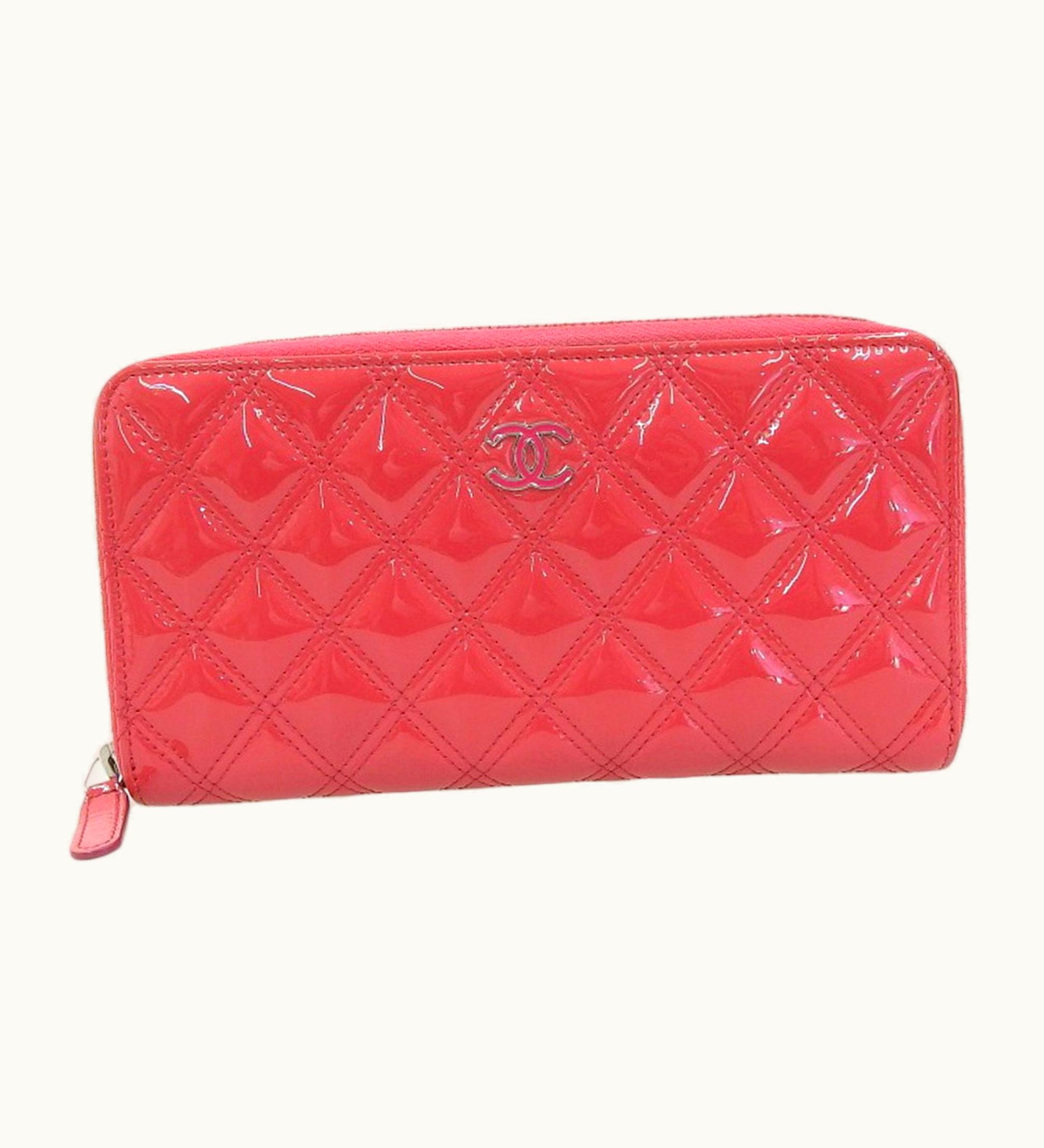 Chanel Chanel Matrasse Double Stitch Coco Mark Logo Round Zipper Long Wallet Enamel Leather A82126 20 Series
