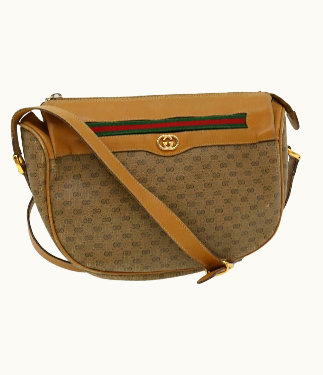 Gucci Gucci Micro GG Canvas Shoulder Bag Brown 001580918