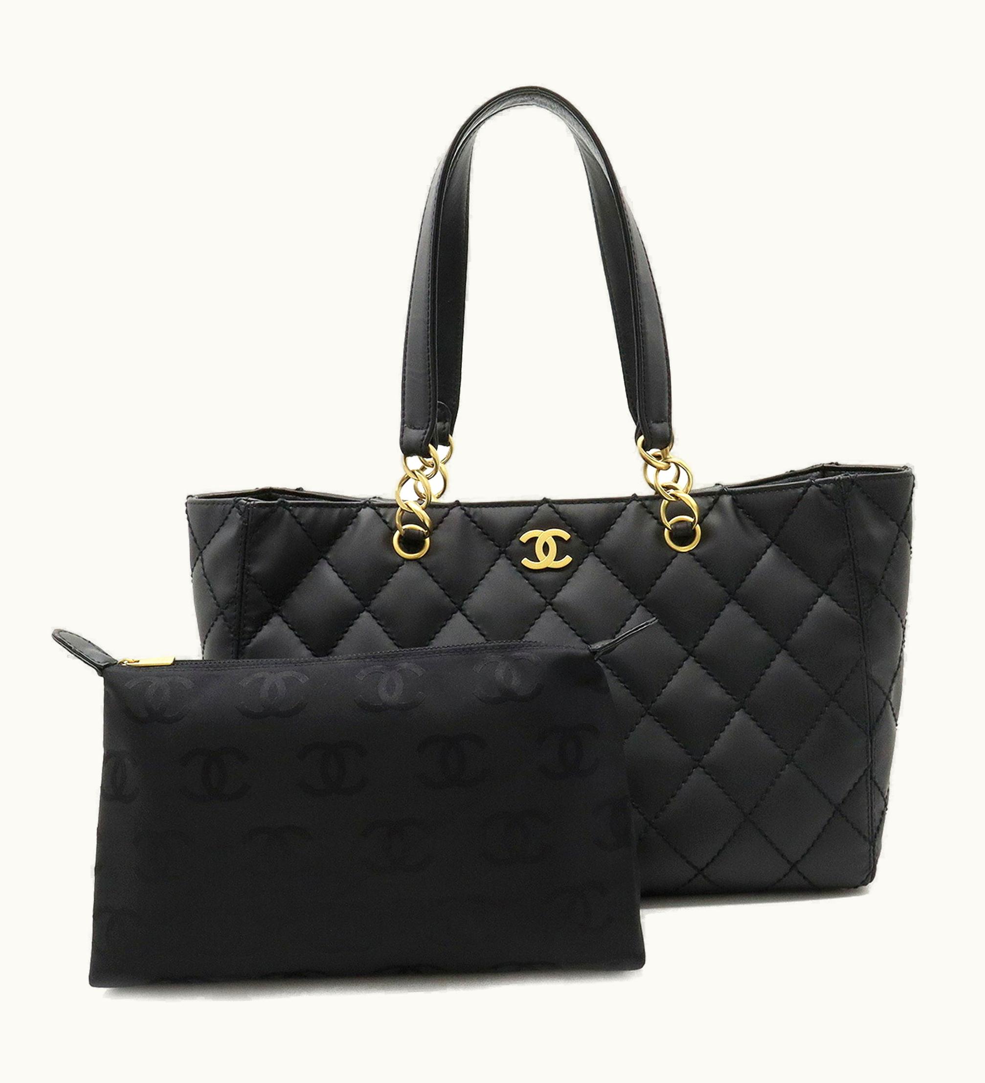 Chanel Chanel Matelasse Wild Stitch Tote Bag Chain Shoulder Matte Leather Black