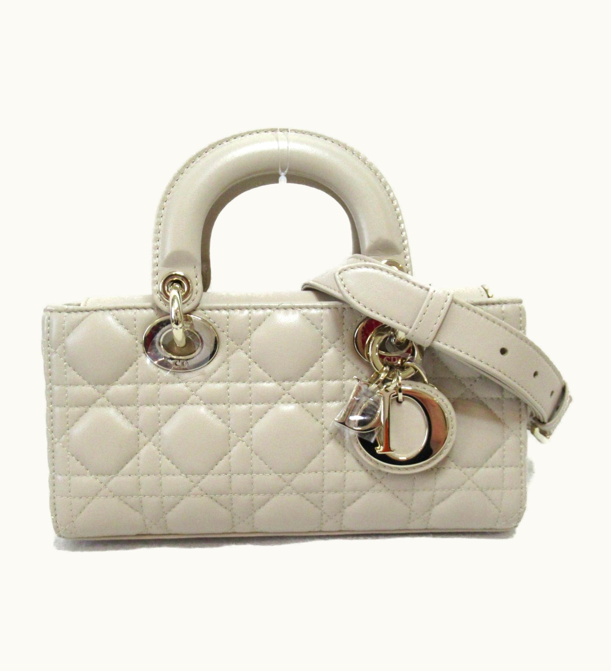 Dior Dior D-Joy Lady Dior Handbag Beige Leather
