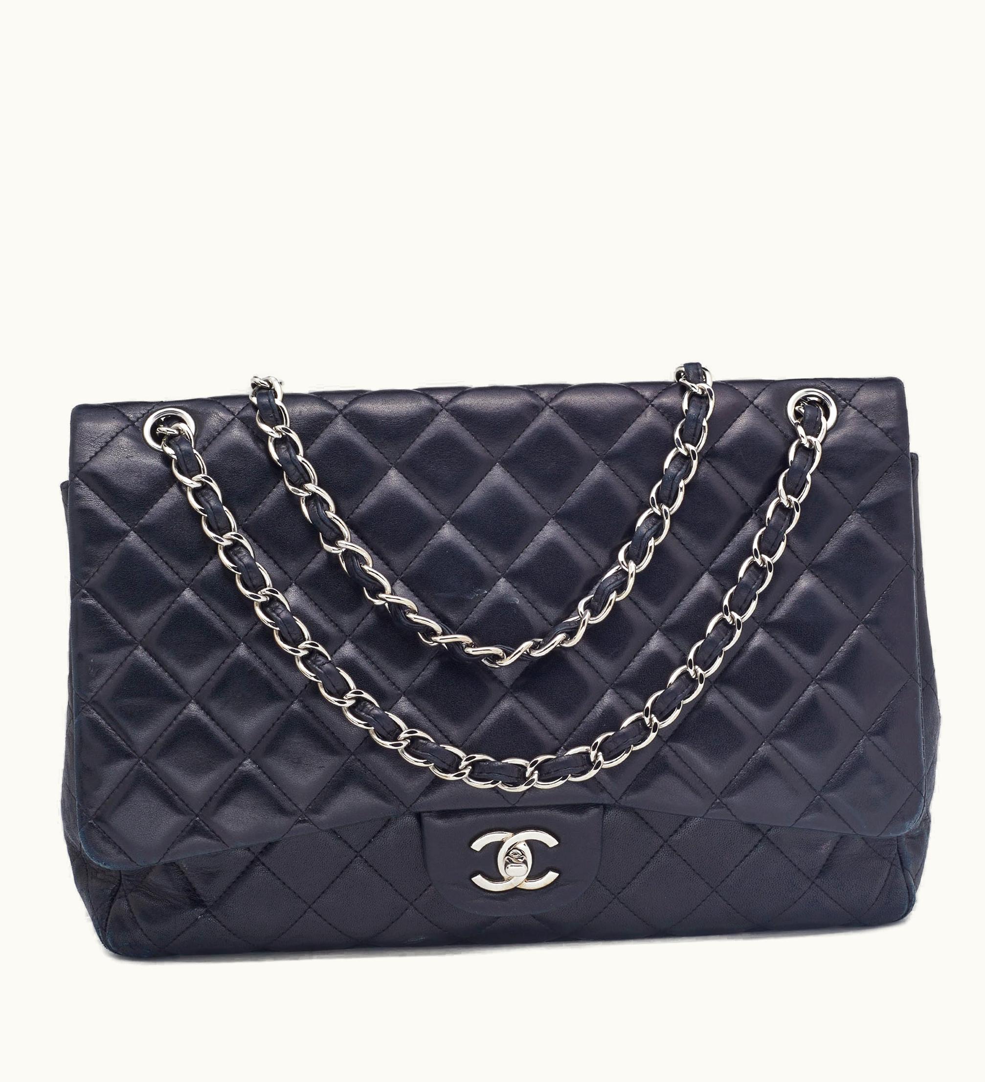 Chanel CHANEL Maxi Classic Double Flap Bag in Black Quilted Leather