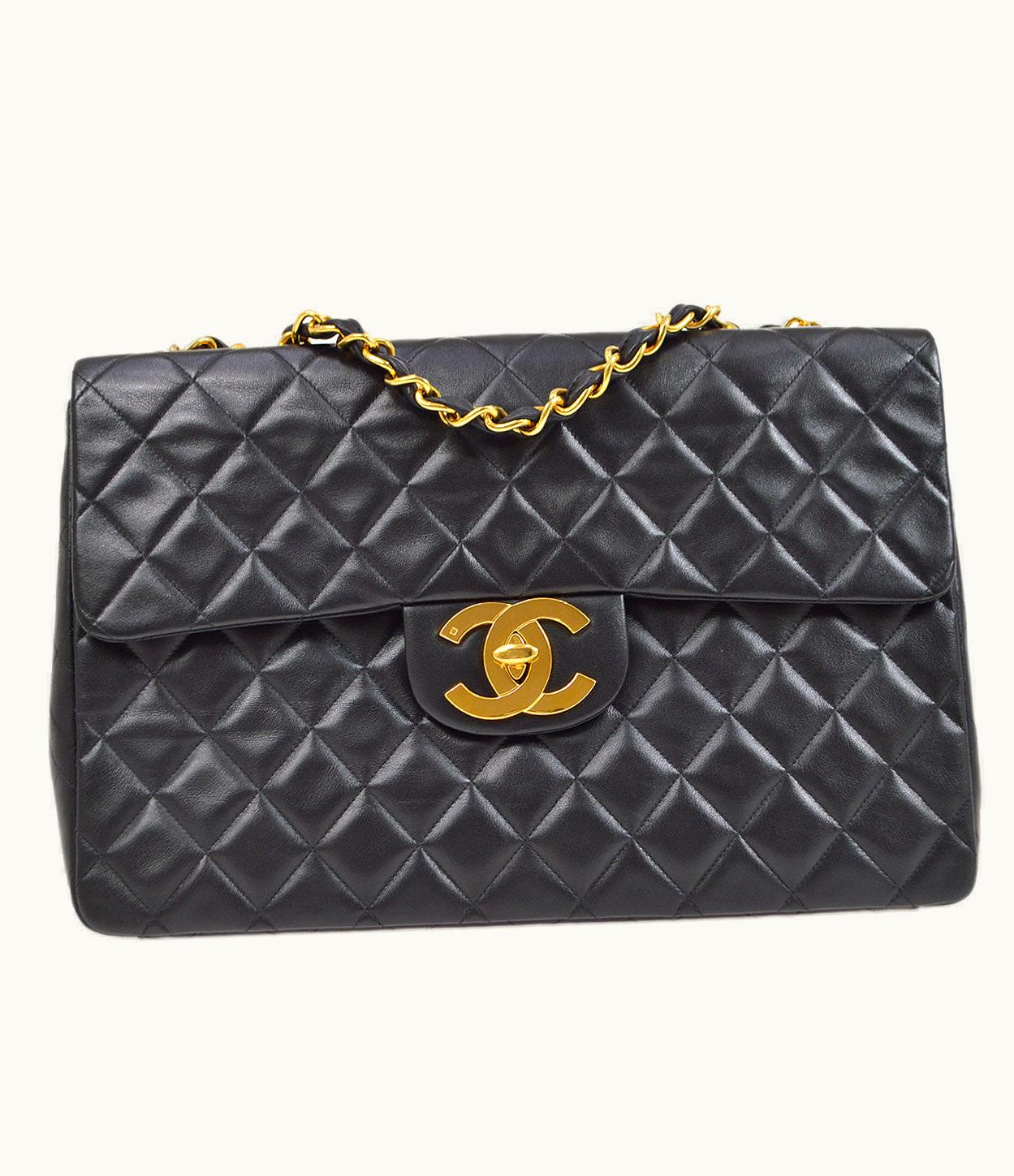 Chanel Chanel 1994-1996 Black Lambskin Classic Flap Maxi 75100