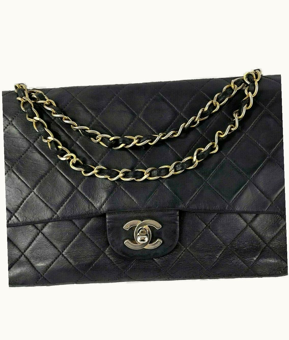 Chanel Chanel Vintage Medium Classic Double Flap Shoulder Bag - Black