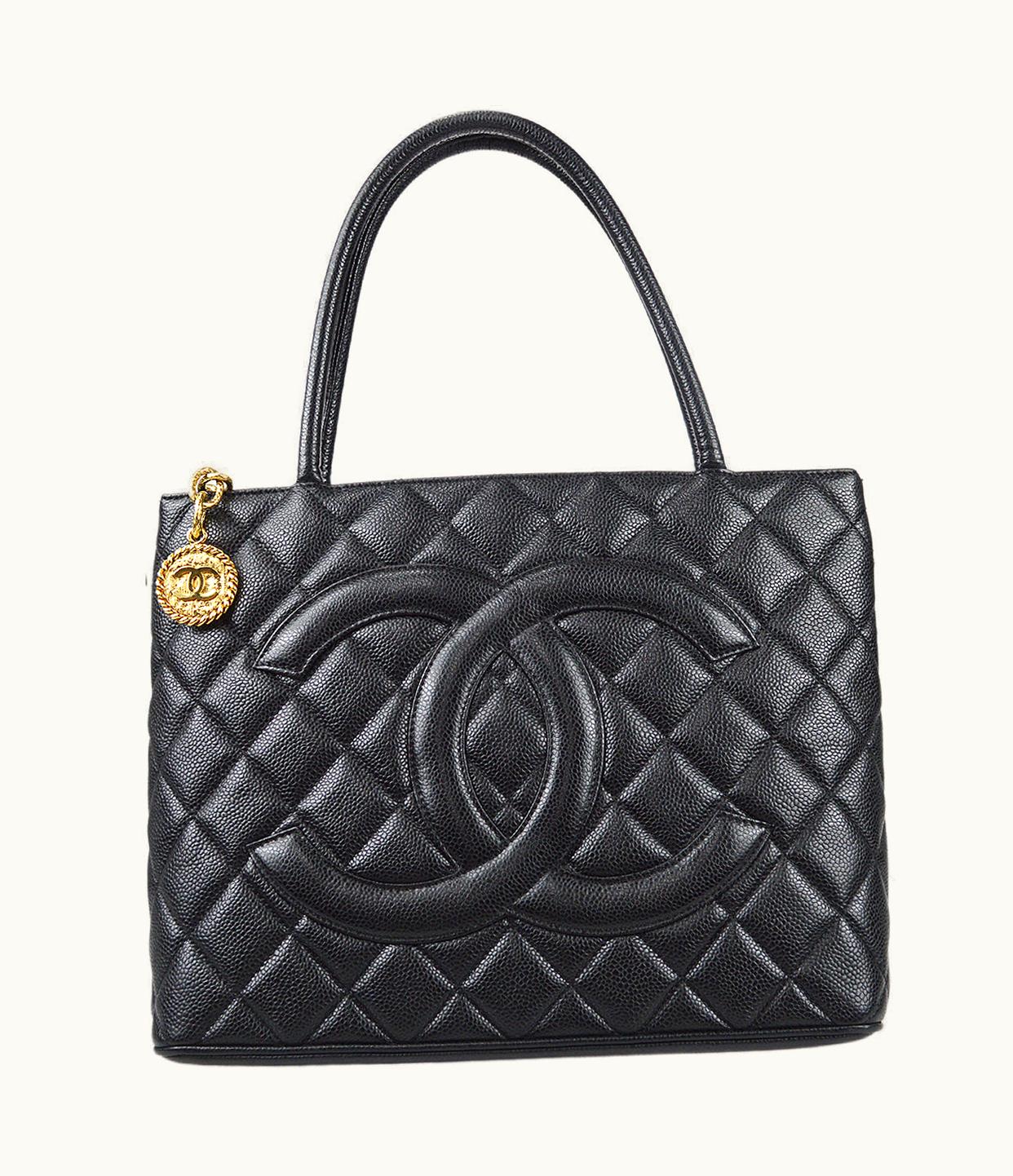 Chanel Chanel Medallion Quilted Tote Handbag Black Caviar 78500