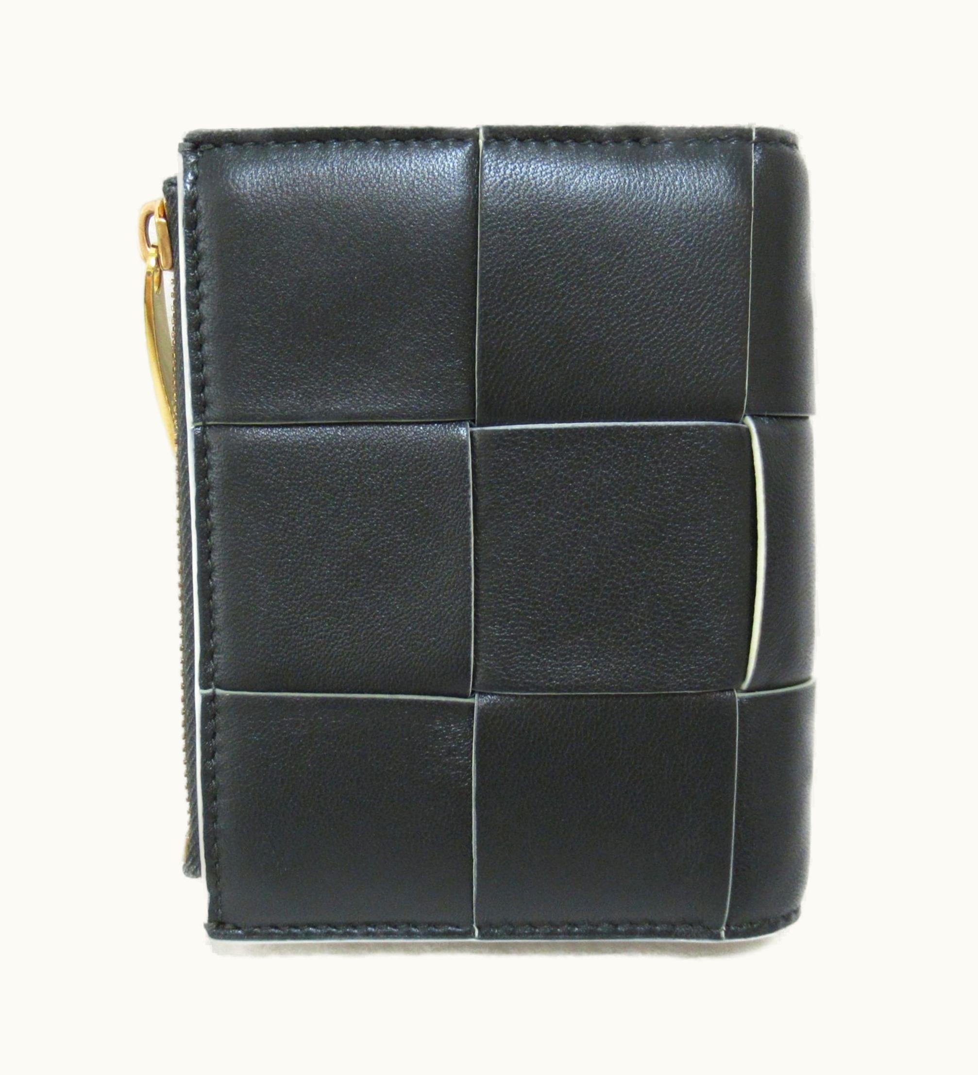 Bottega Veneta Bottega Veneta Small Cassette Bi-Fold Wallet Gray Charcoal Gray Calfskin [Cowhide] R00109878N