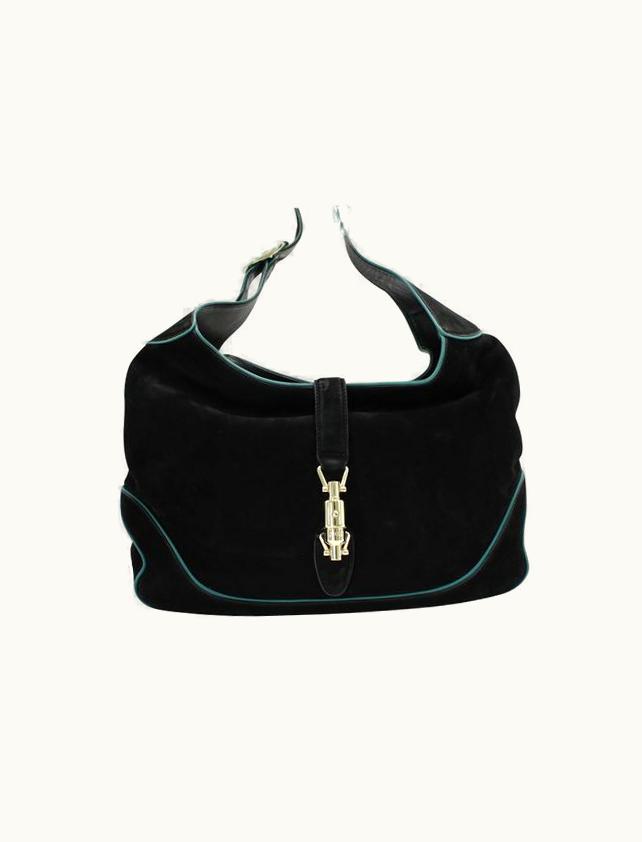 Gucci Gucci Black/ Sea Blue Suede Shoulder Bag