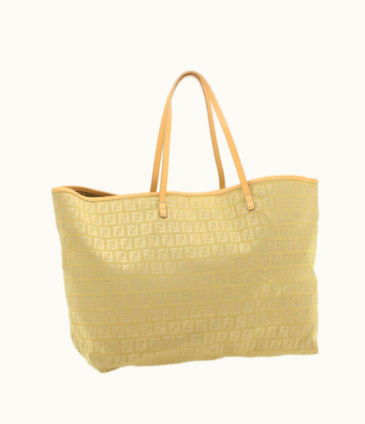 Fendi Fendi Zucchino Canvas Tote Bag Beige