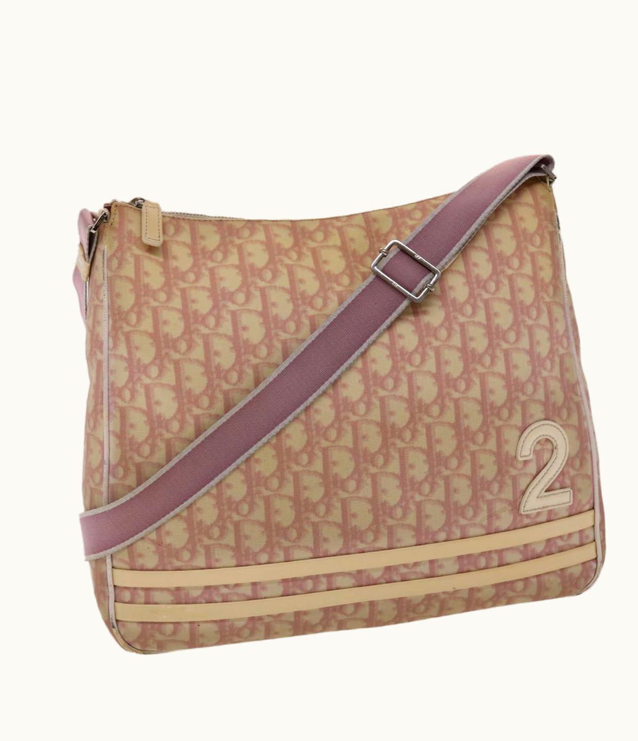 Dior Dior Christian Dior Trotter Canvas Shoulder Bag Pink