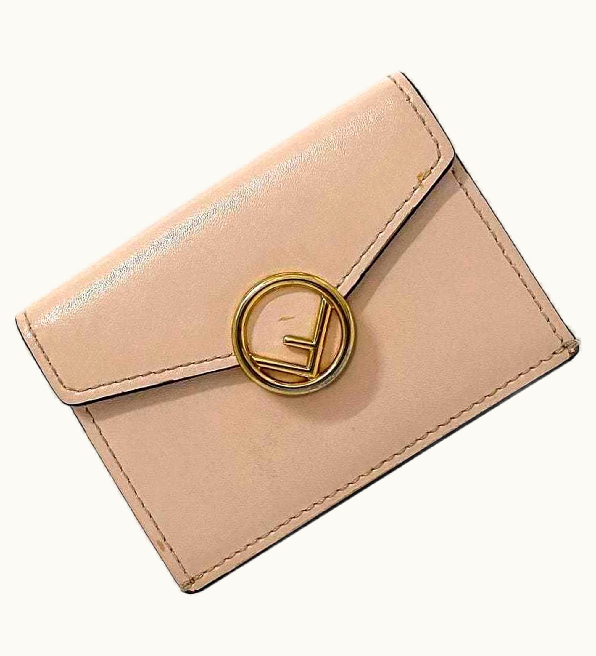Fendi Fendi Trifold Wallet Pink Beige Gold Fizu 8M0395 Leather Gp