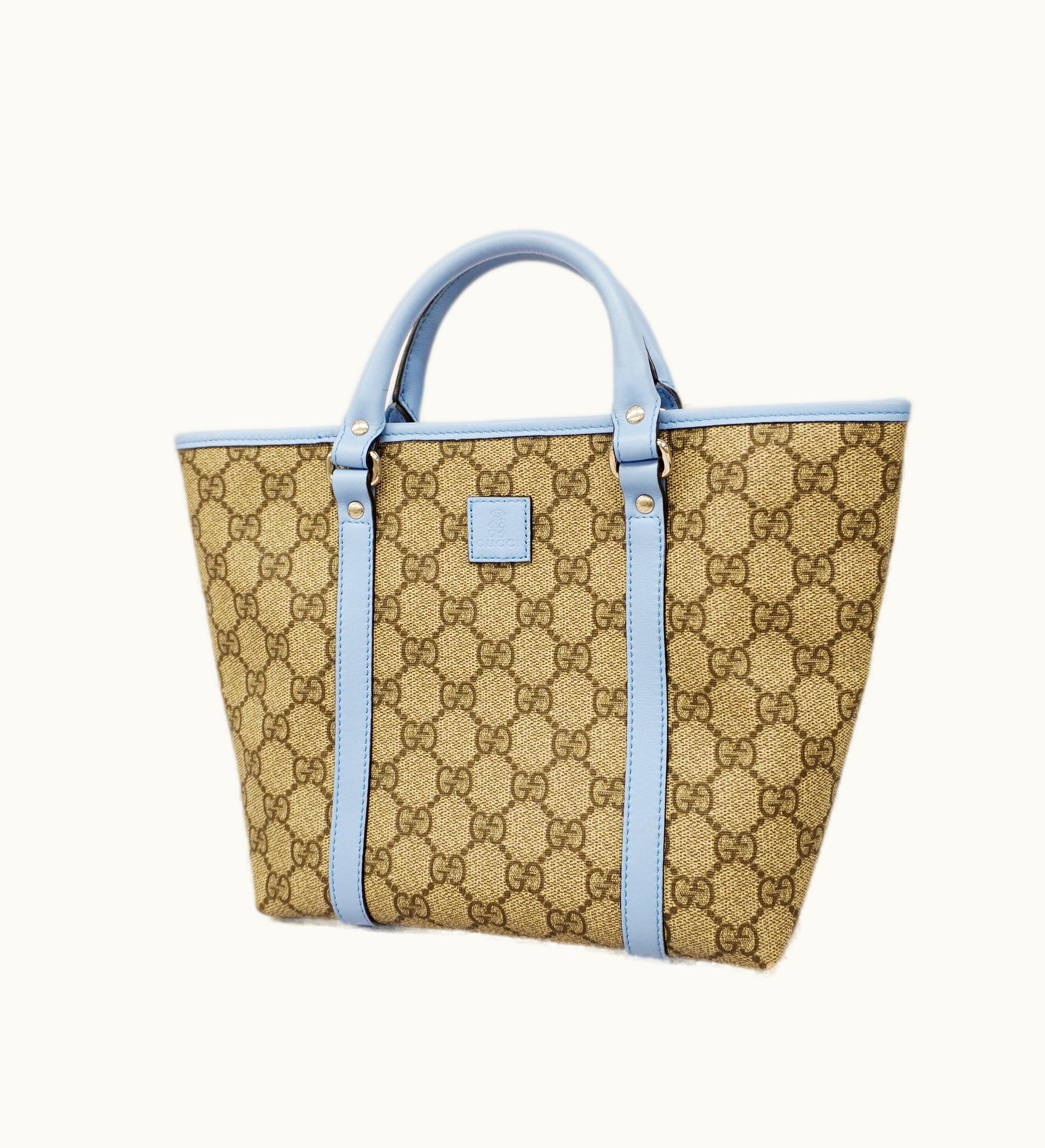 Gucci Gucci Handbag 297557 Women's GG Supreme Handbag Beige, Light Blue