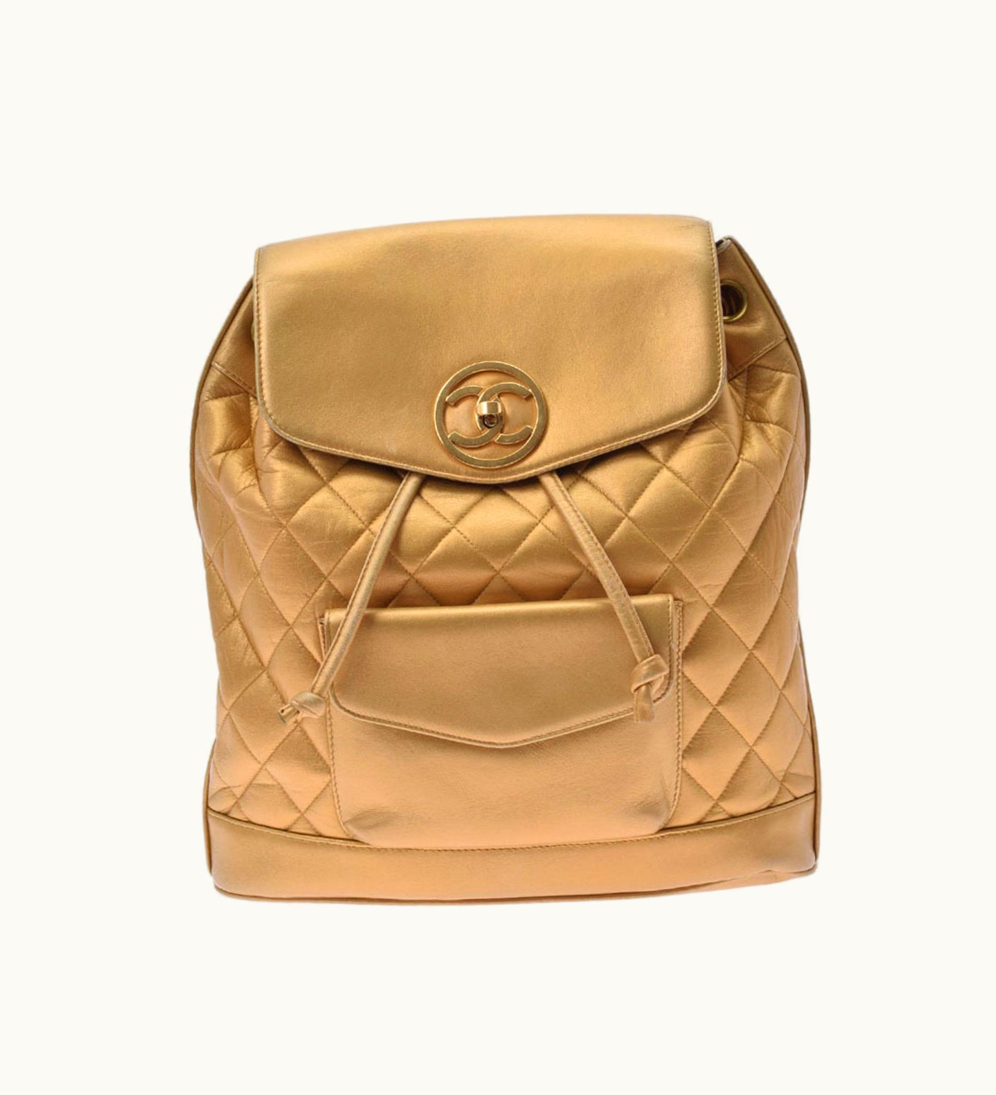 Chanel Chanel Matelasse Backpack Gold Ladies Lambskin Rucksack Daypack