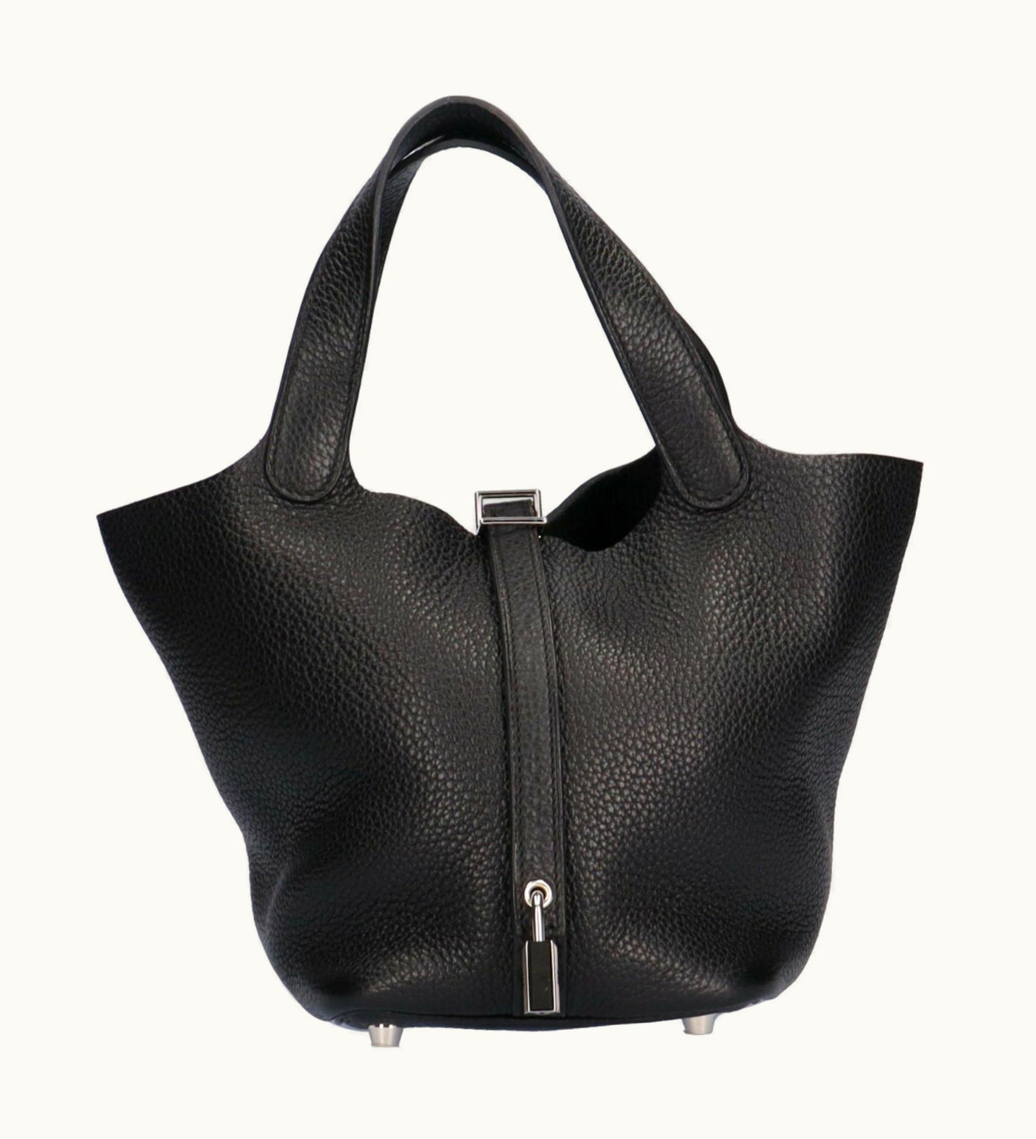 Hermès Hermès PM Picotin Lock Handbag Taurillon Clemence Black Women's