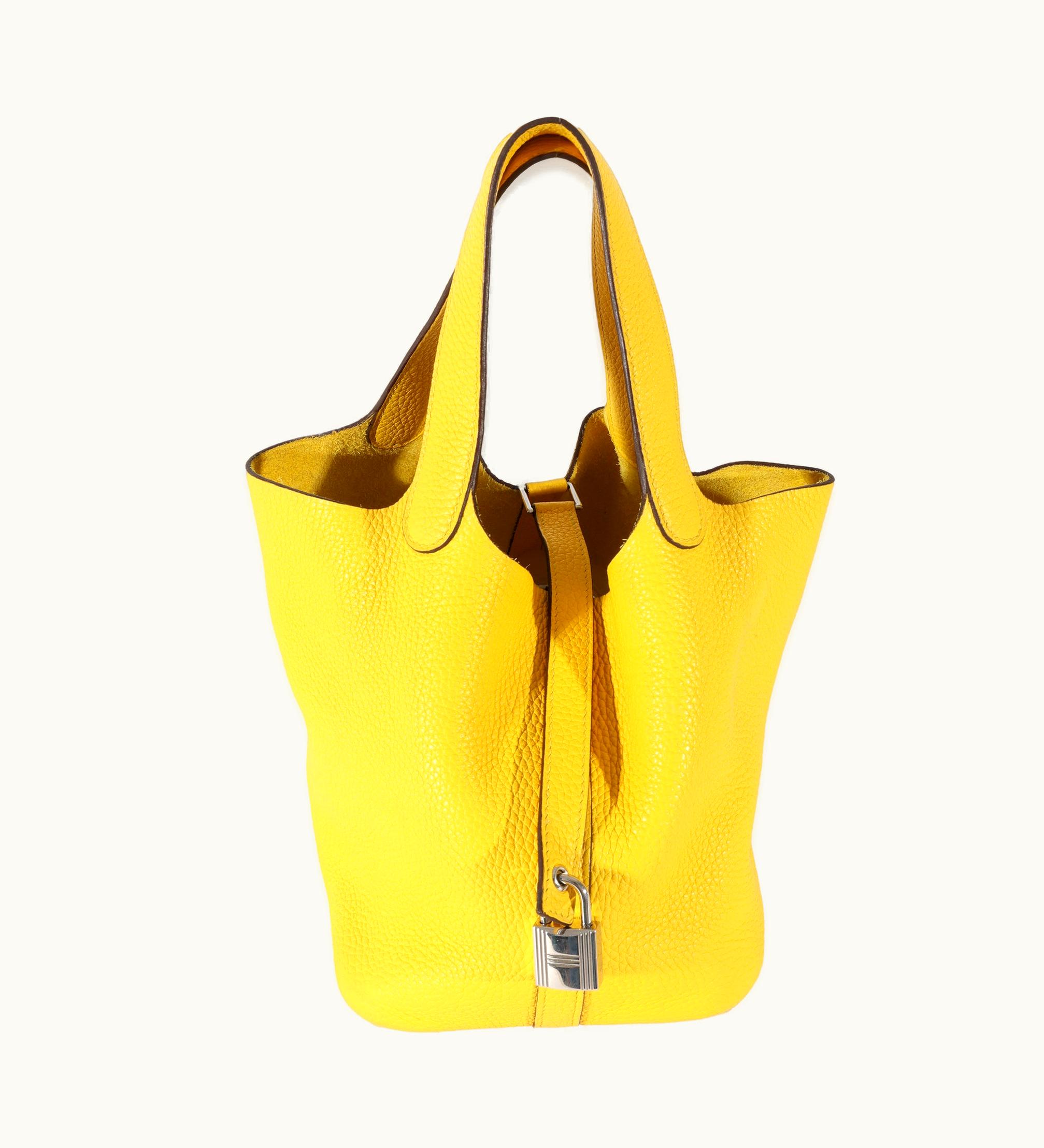 Hermès Hermès Clemence Jaune De Naples Picotin 18 Phw