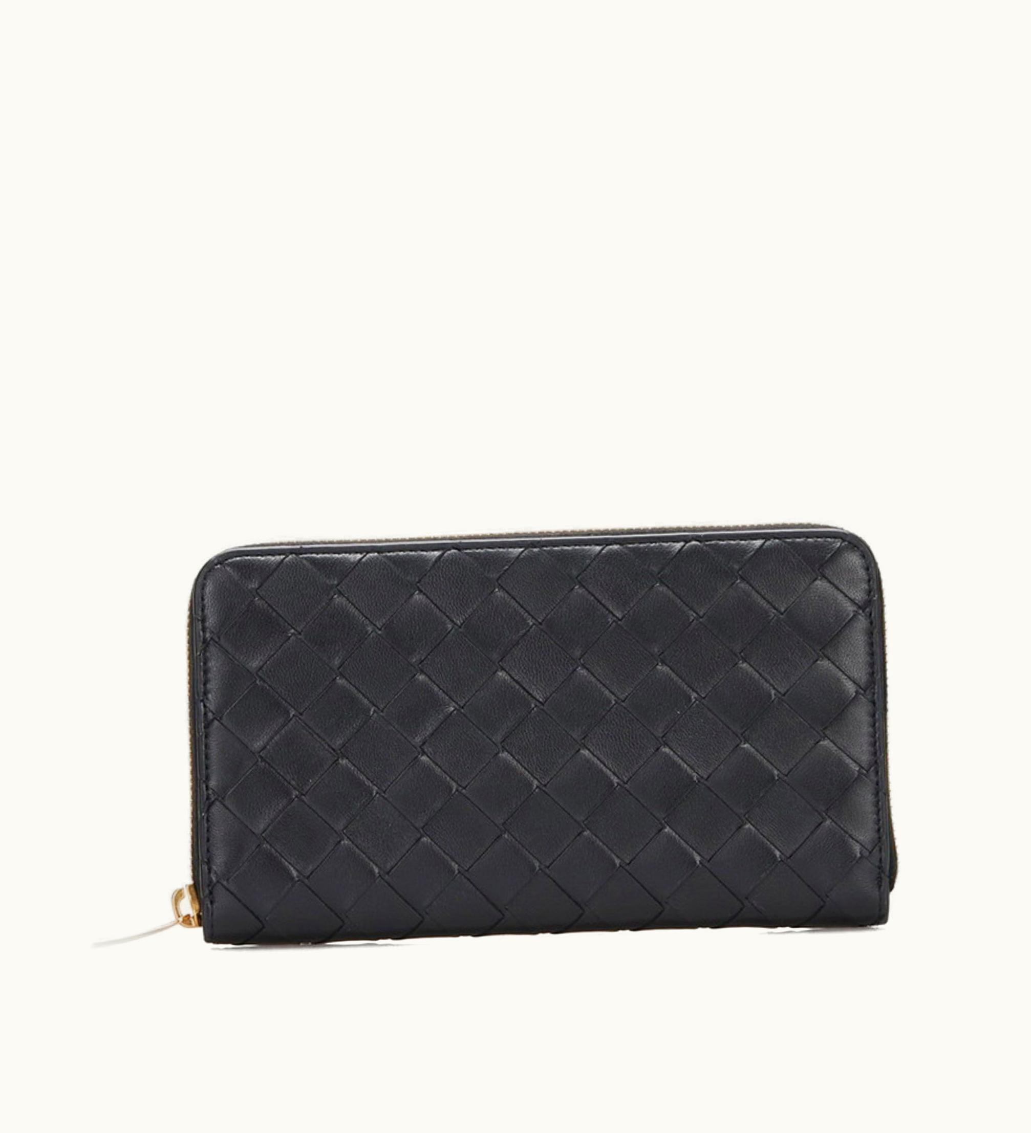 Bottega Veneta Bottega Veneta Intrecciato Round Long Wallet Black Leather Ladies Bottegaveneta