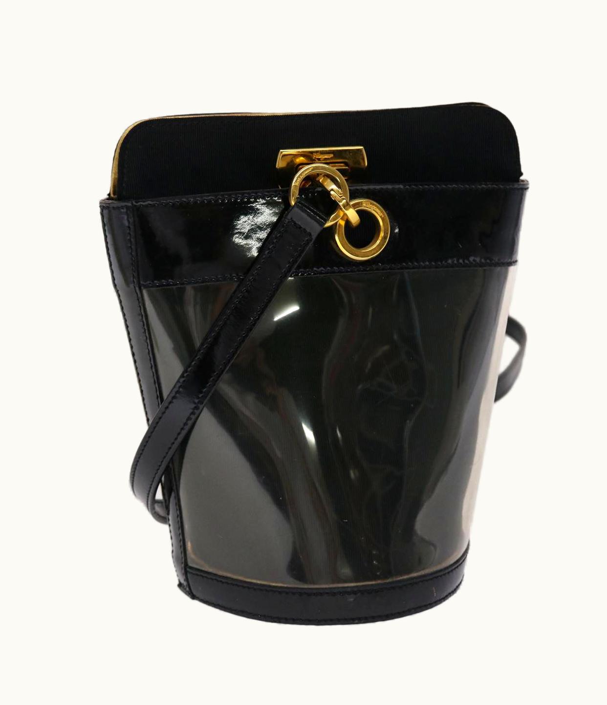 Salvatore Ferragamo Salvatore Ferragamo Gancini Shoulder Bag Vinyl Black