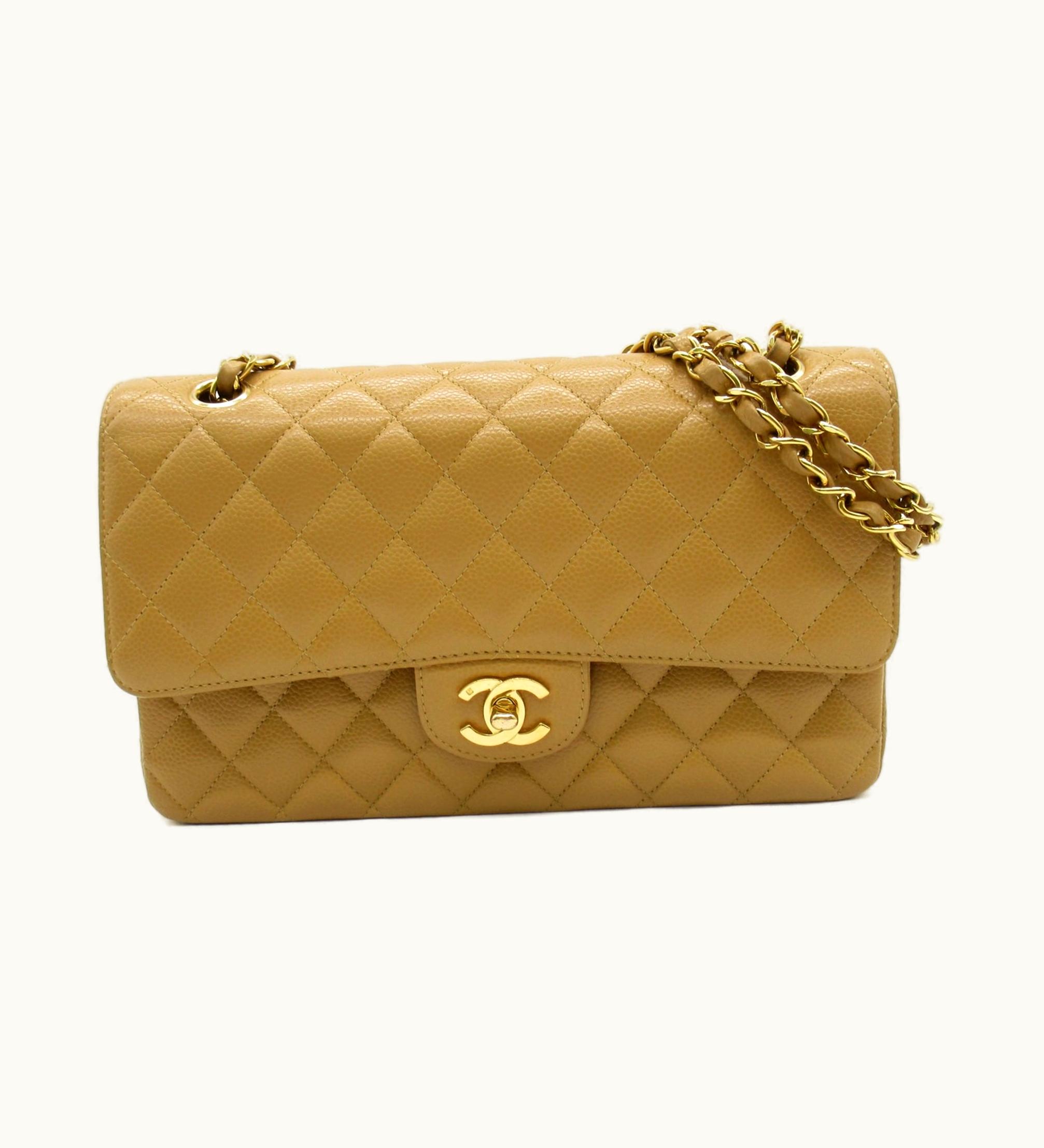 Chanel Chanel Matelasse W Flap Chain Shoulder Bag Beige Caviar Skin Luxe Edition