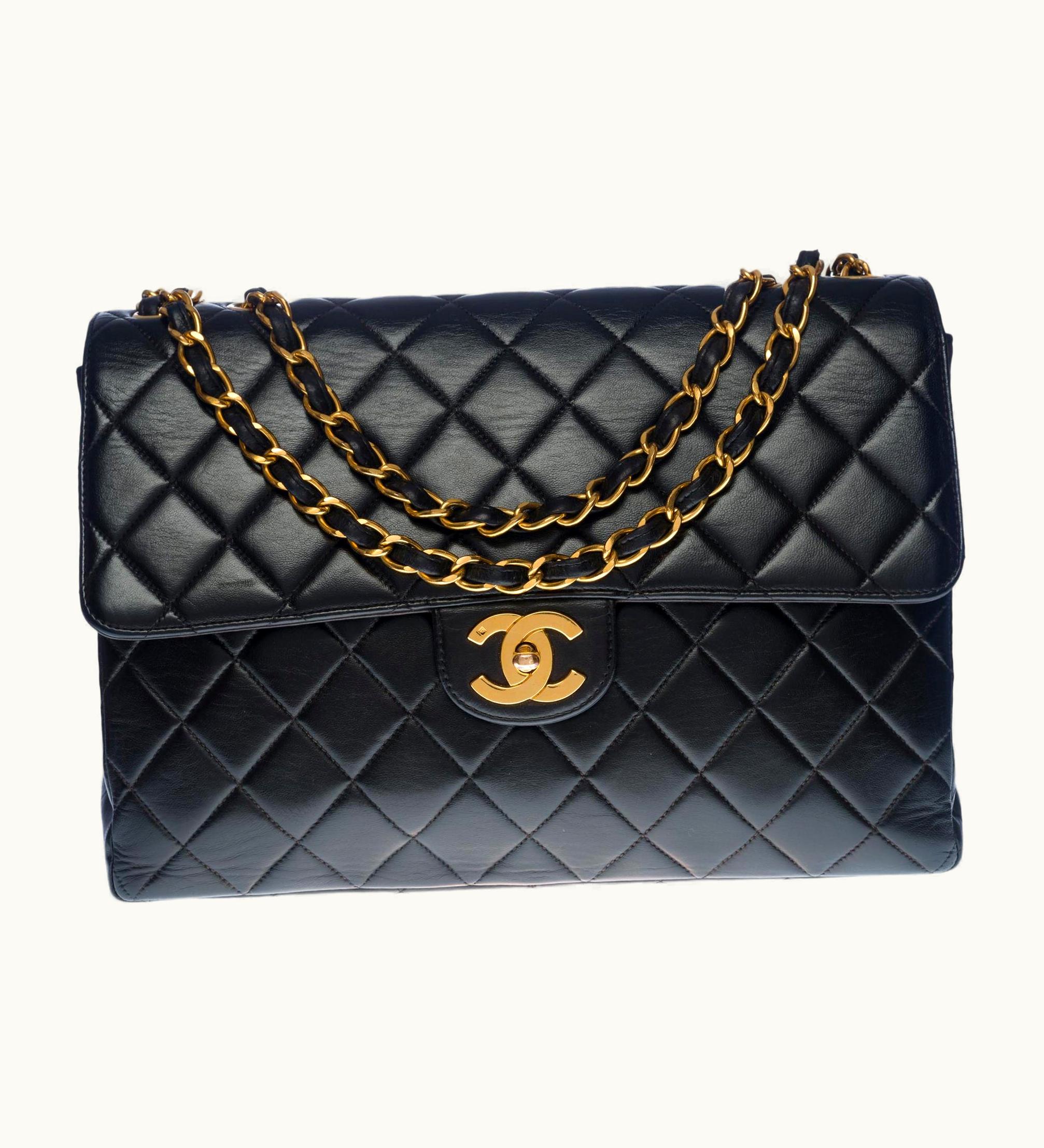 Chanel Chanel Majestic Jumbo Timeless Shoulder Flap Bag in Black Quilted Lambskin
