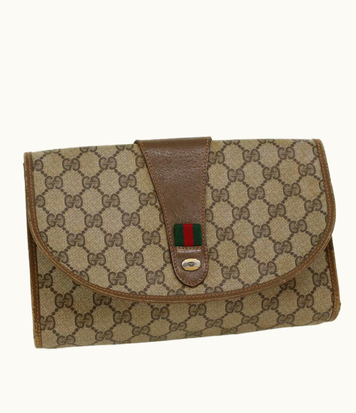 Gucci Gucci GG Canvas Clutch Bag Beige Red