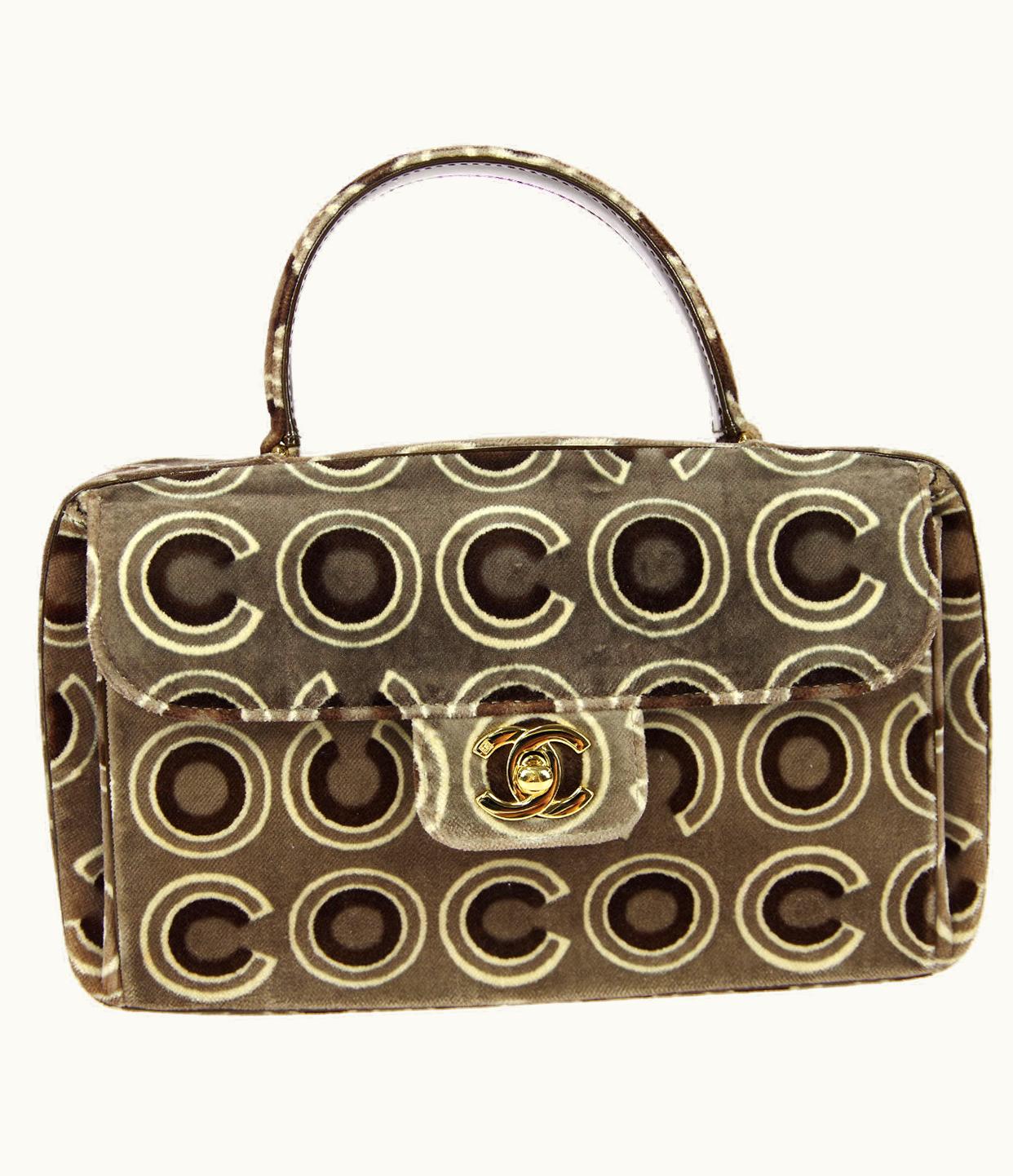 Chanel Chanel 2001 Coco Handbag Gray Velvet 98578