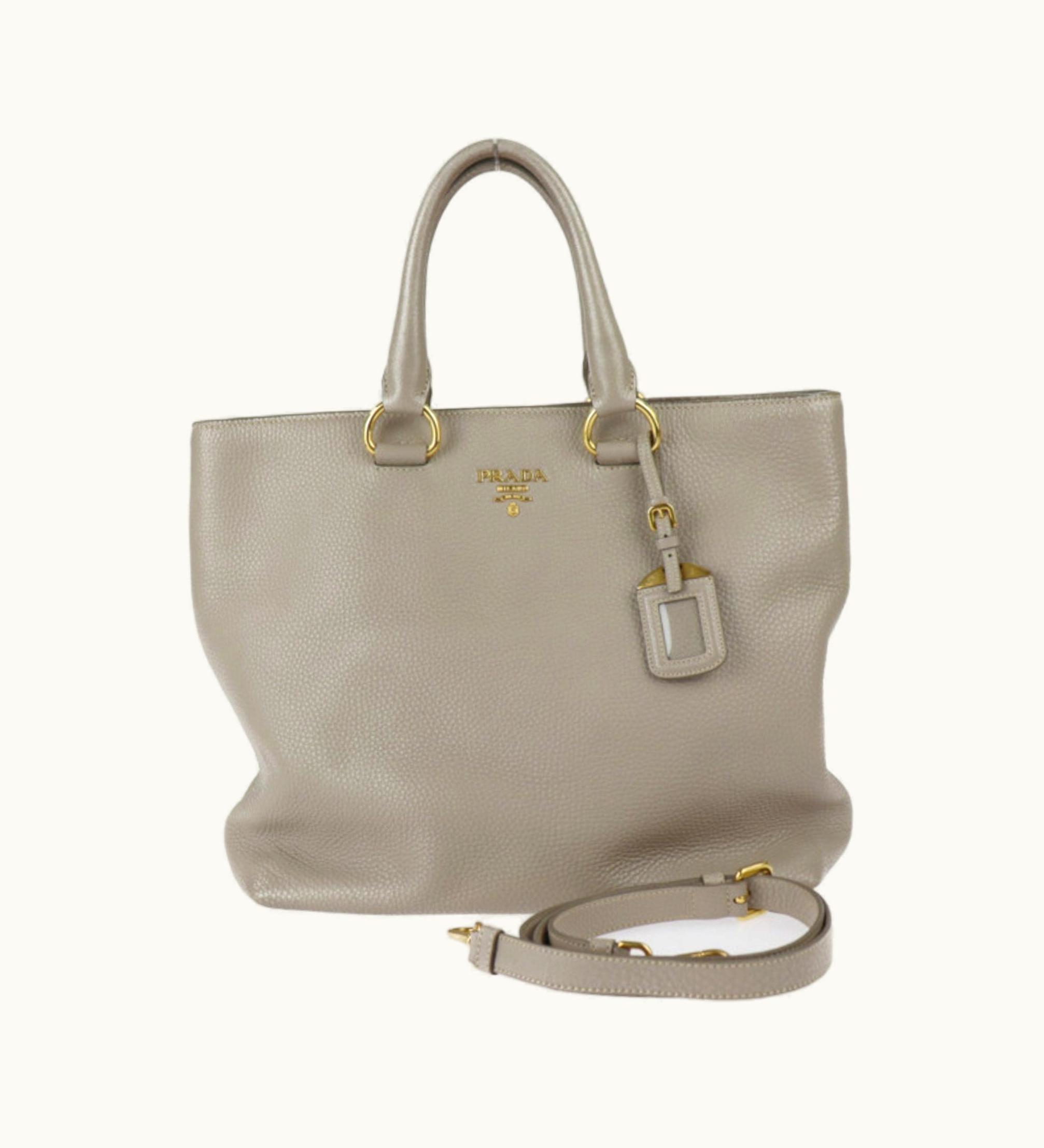 Prada Prada Tote Bag Bn2865 Leather Pomice Graige Series Etoupe Gold Hardware 2Way Shoulder Handbag