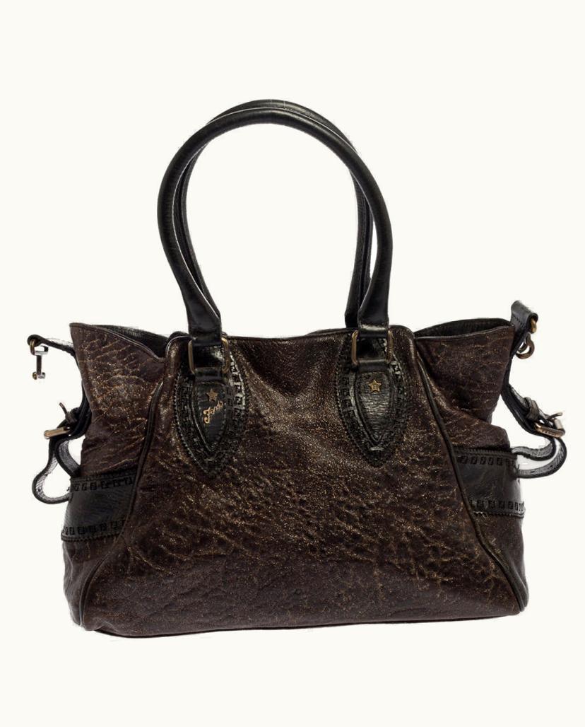 Fendi Fendi Chef De Jour Leather Tote Brown Shimmer Bag