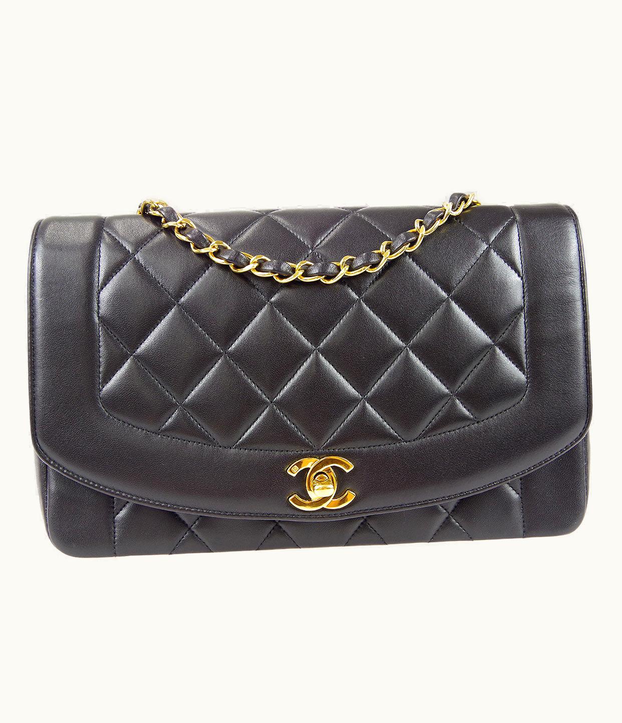 Chanel Chanel Medium Diana Chain Shoulder Bag Black Lambskin 97730