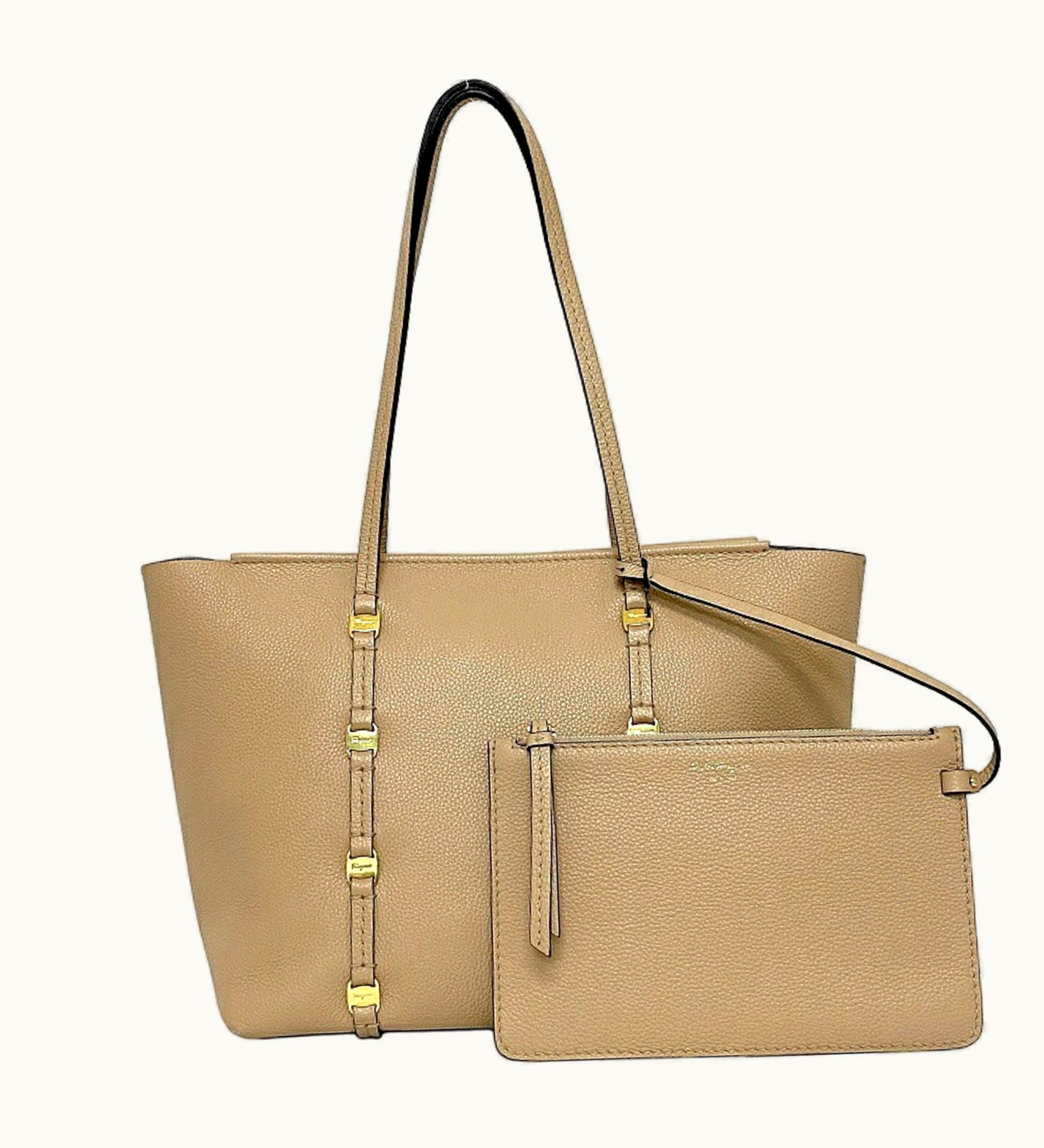Salvatore Ferragamo Salvatore Ferragamo Ferragamo Tote Bag Beige Gold Vala Ab-21H605 Leather Salvatore Ladies Handbag Included