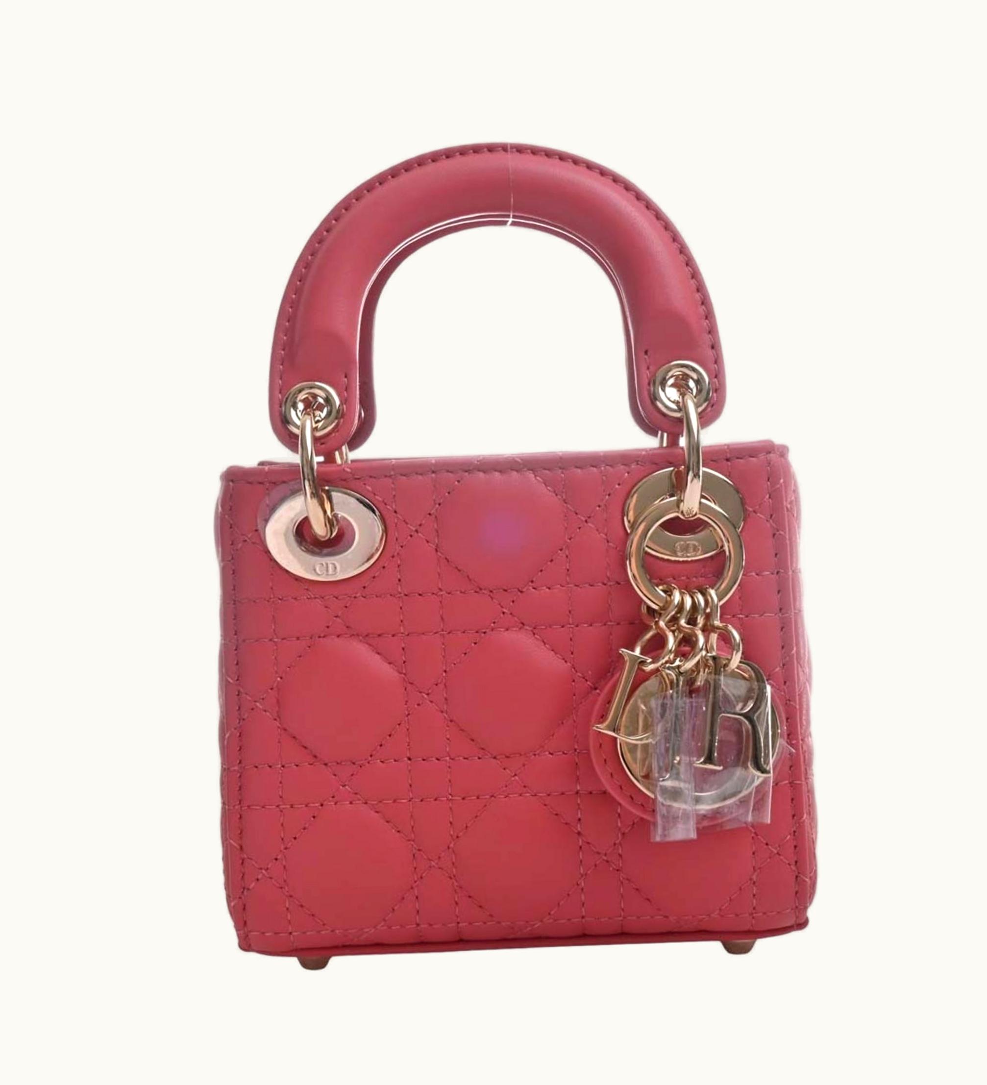 Dior Dior Christian Dior Lady Cannage Leather Micro Handbag S0856Onge Pink Ladies