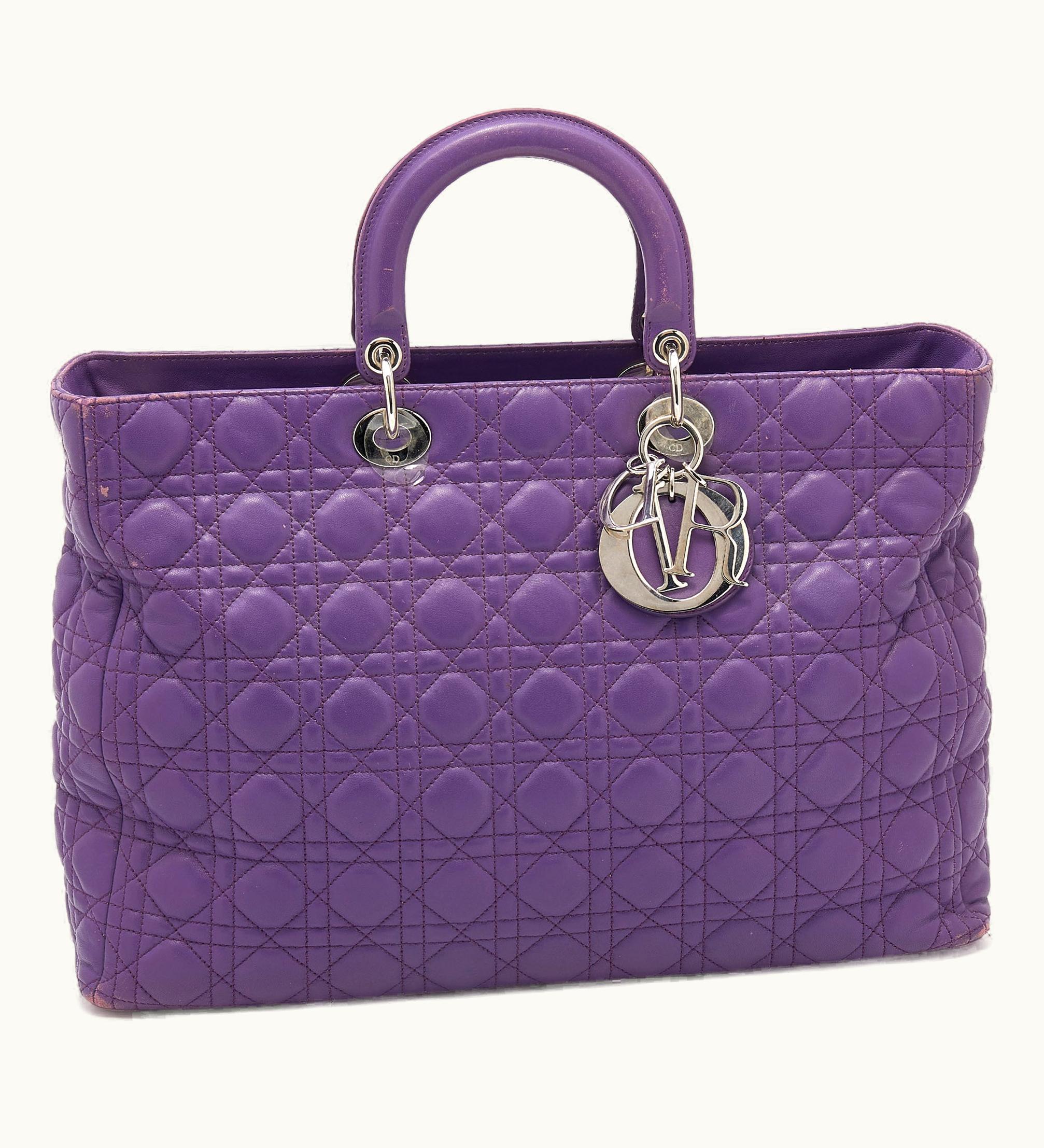 Dior Dior Purple Cannage Leather Large Soft Lady