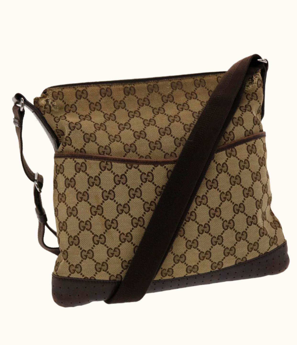 Gucci Gucci GG Canvas Shoulder Bag Beige 145857 - Beige GG Canvas Shoulder Bag