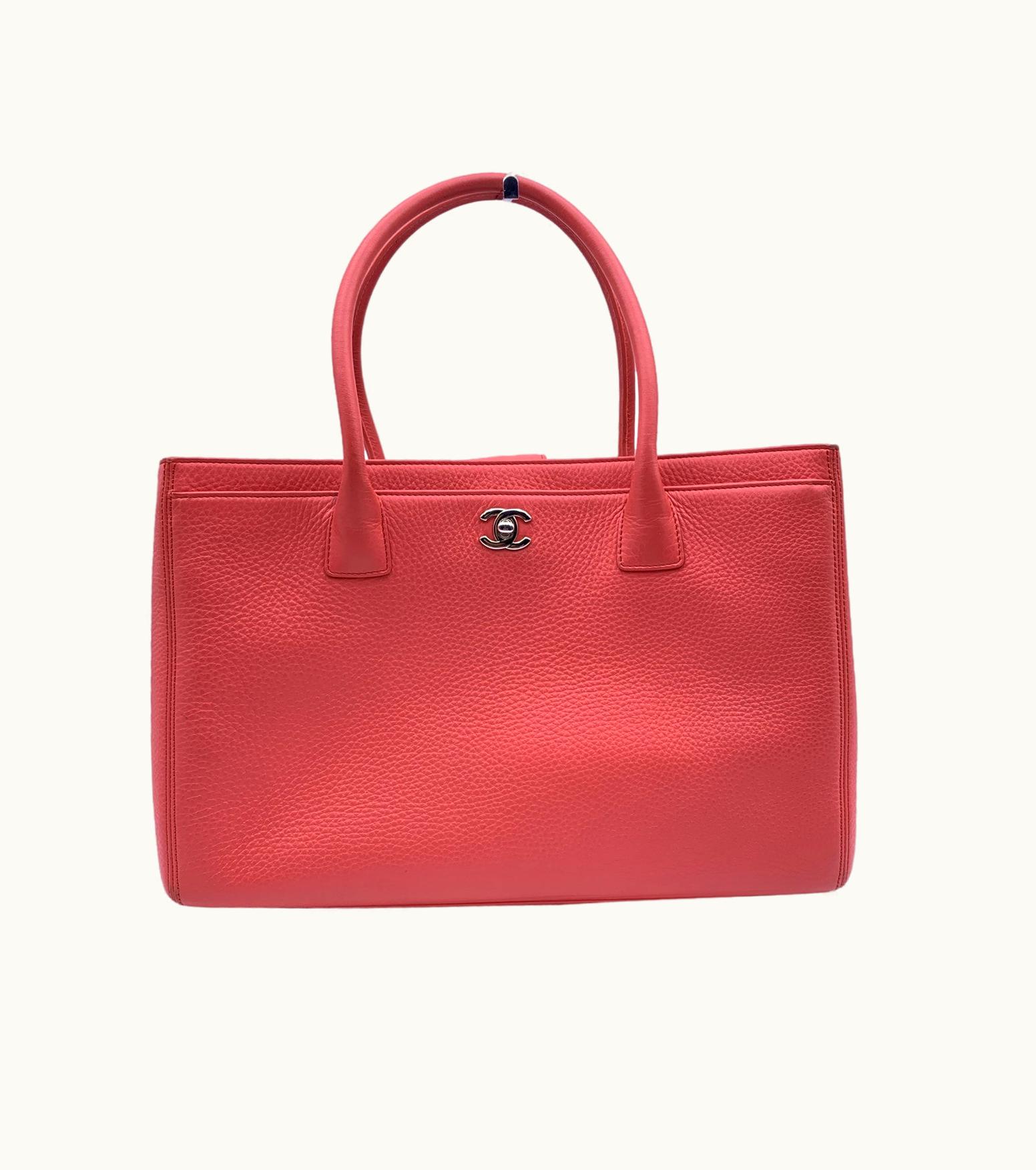 Chanel Chanel Pink Pebbled Leather Executive Tote Bag With Strap